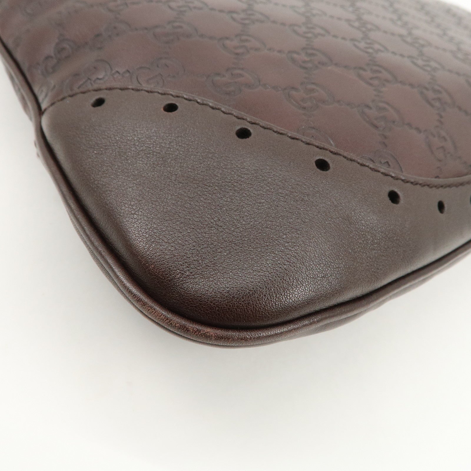 GUCCI Guccissima Leather Shoulder Bag Hand Bag Dark Brown 145781 Used