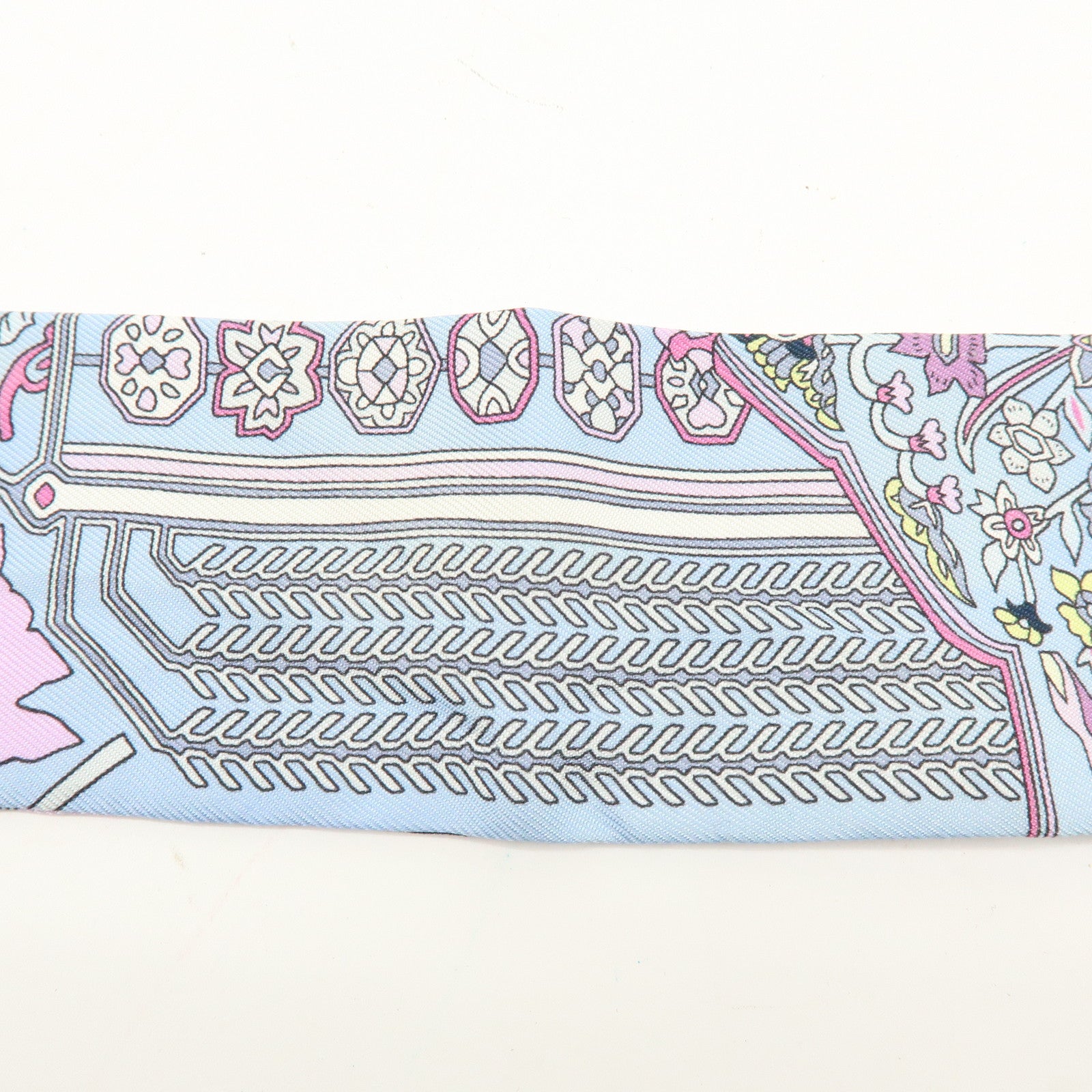 HERMES 100% SIlk Twilly TAPIS PERSANS Purple Blue