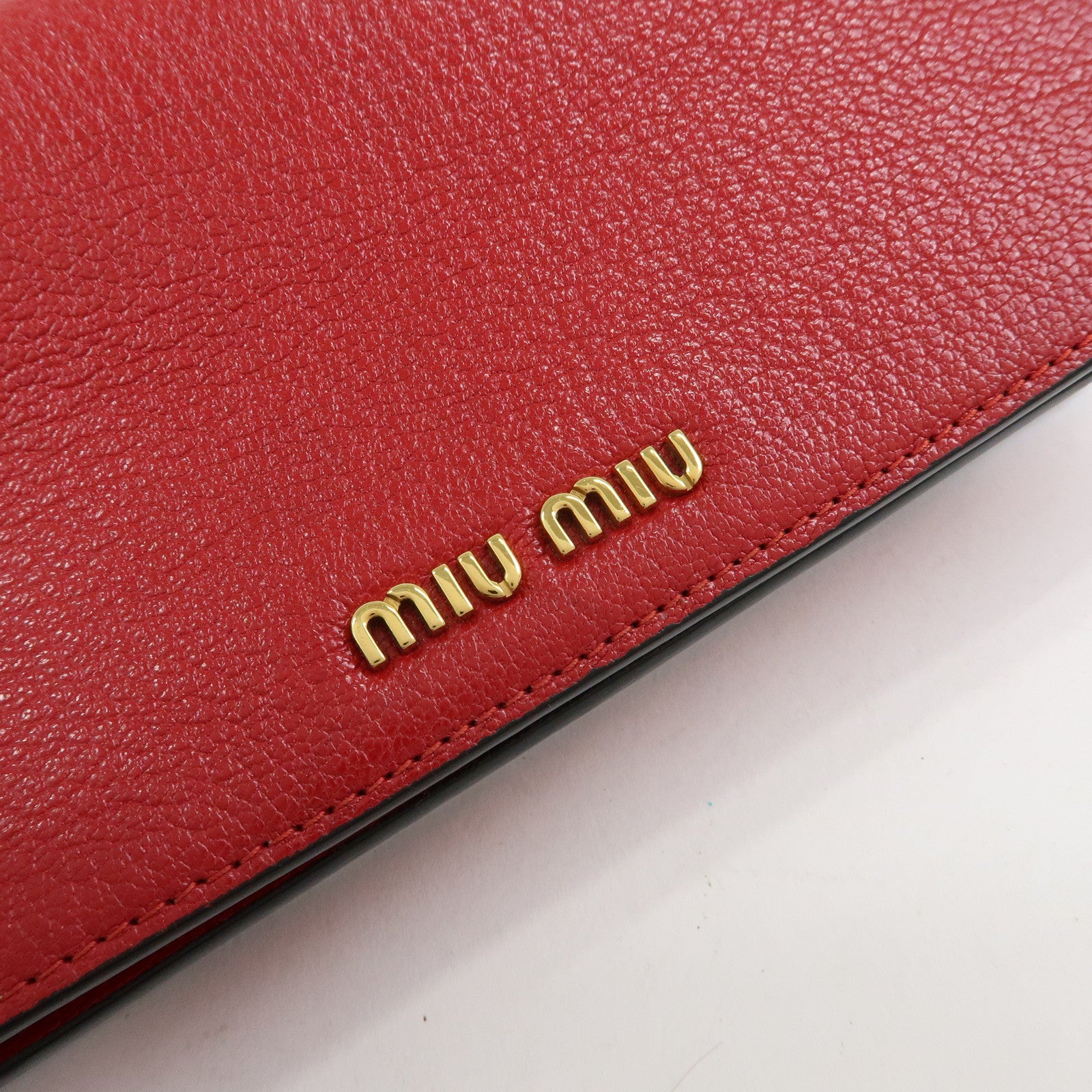 MIU MIU Madras Leather 2Way Bag Clutch Bag Shoulder Bag Red 5ZH044