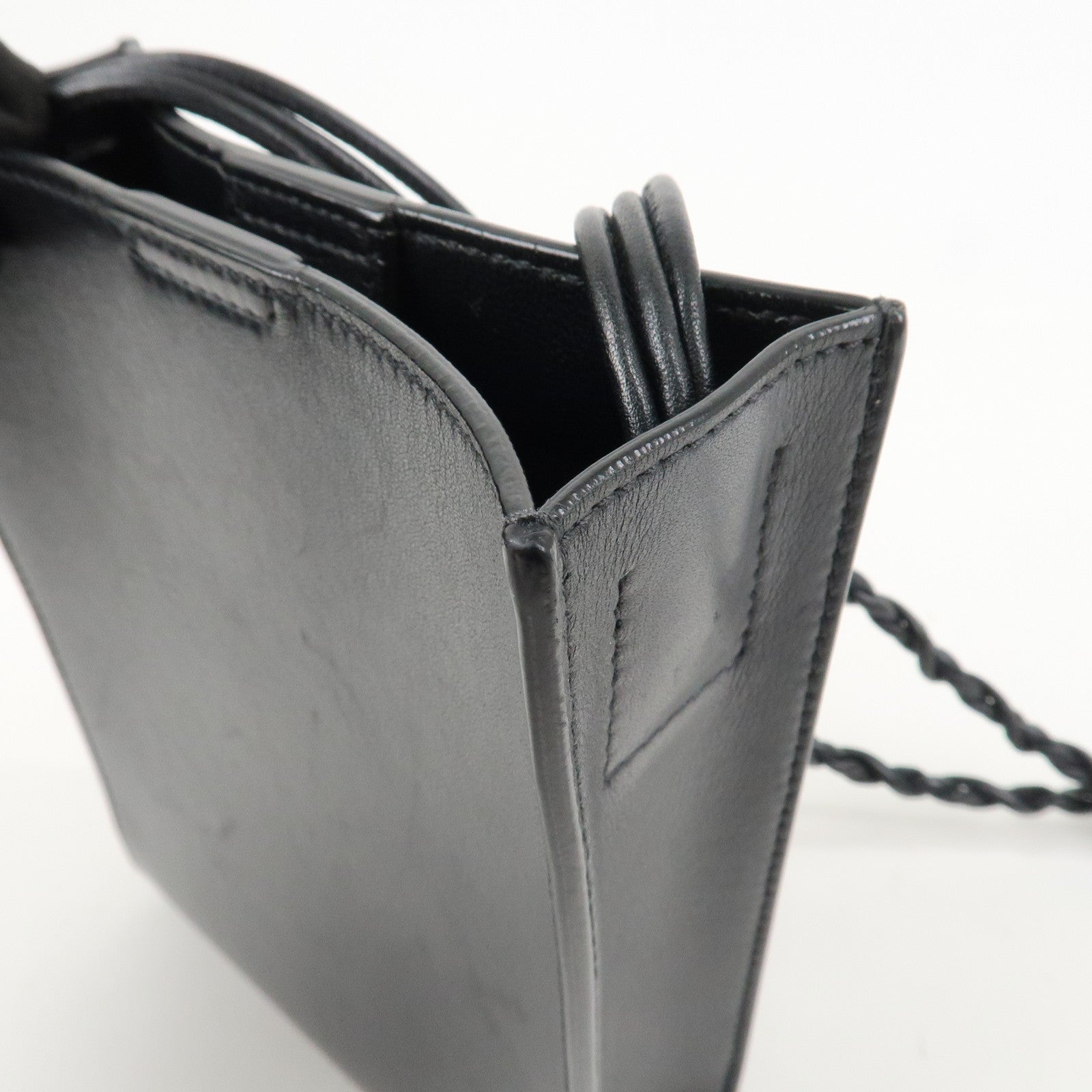 JIL SANDER Tangle Small Logo Leather Shoulder Bag Black