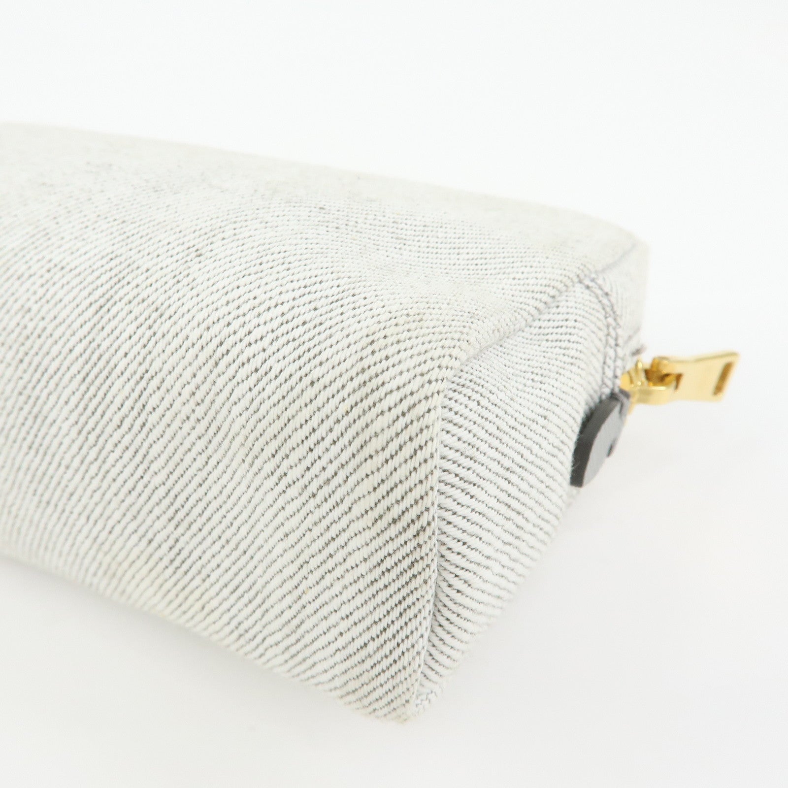 PRADA Triangle Logo Canvas Cosmetic Pouch Accessory Pouch Gray