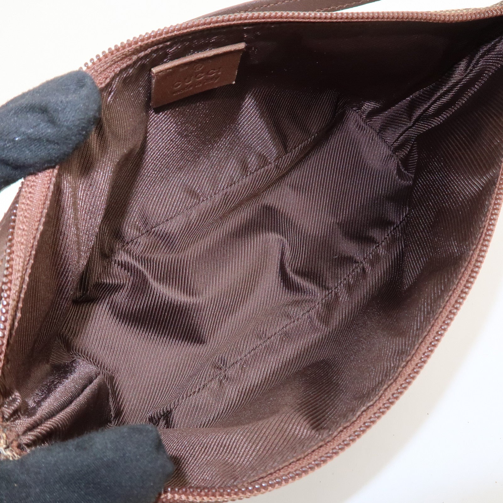 GUCCI Boat Bag GG Canvas Leather Hand Bag Brown 07198