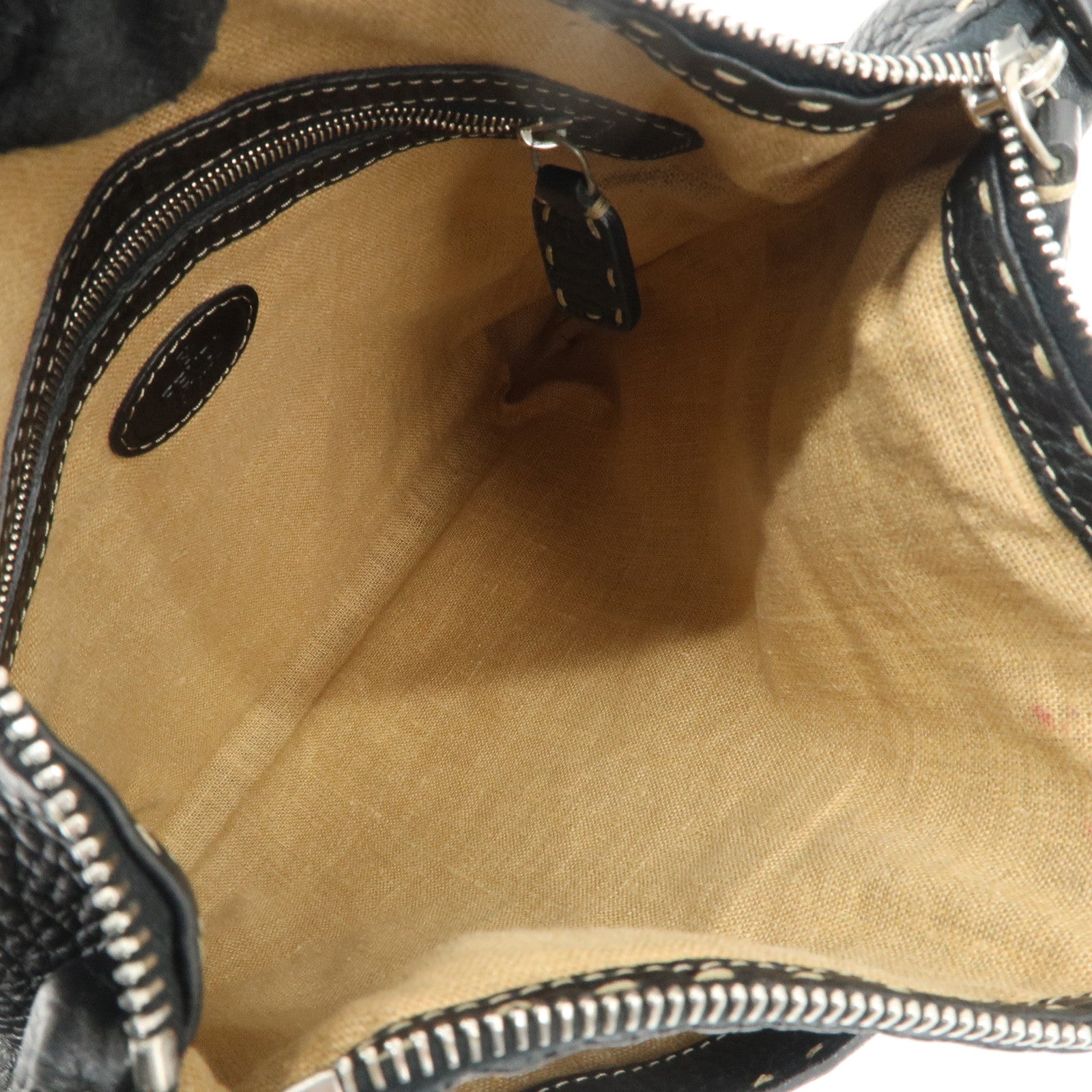 FENDI Selleria Leather Shoulder Bag Crossbody Bag Black 8BT109 Used