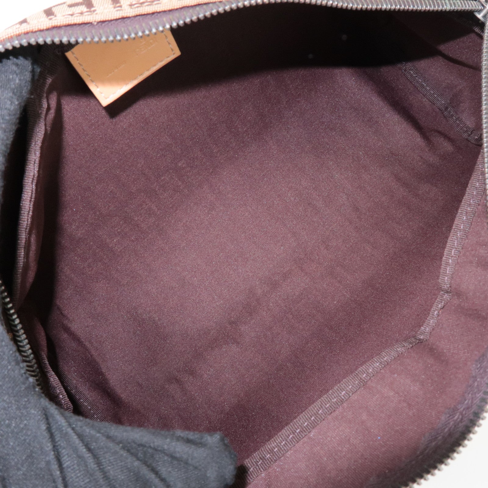 FENDI Zucchino Canvas Leather Pouch Cosmetic Pouch Brown