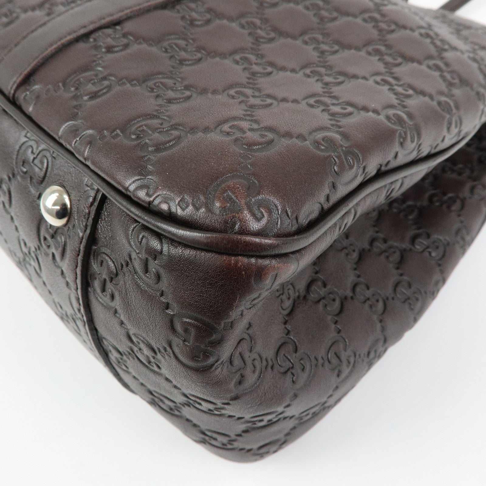 GUCCI GG Twins Guccissima Leather Tote Bag Dark Brown 232956