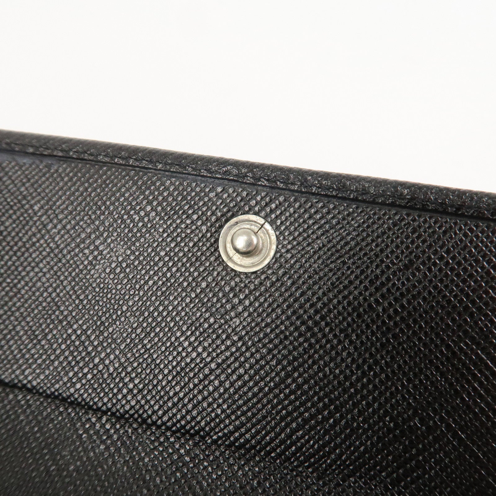 PRADA Triangle Logo Saffiano Leather Compact Wallet Black M53X