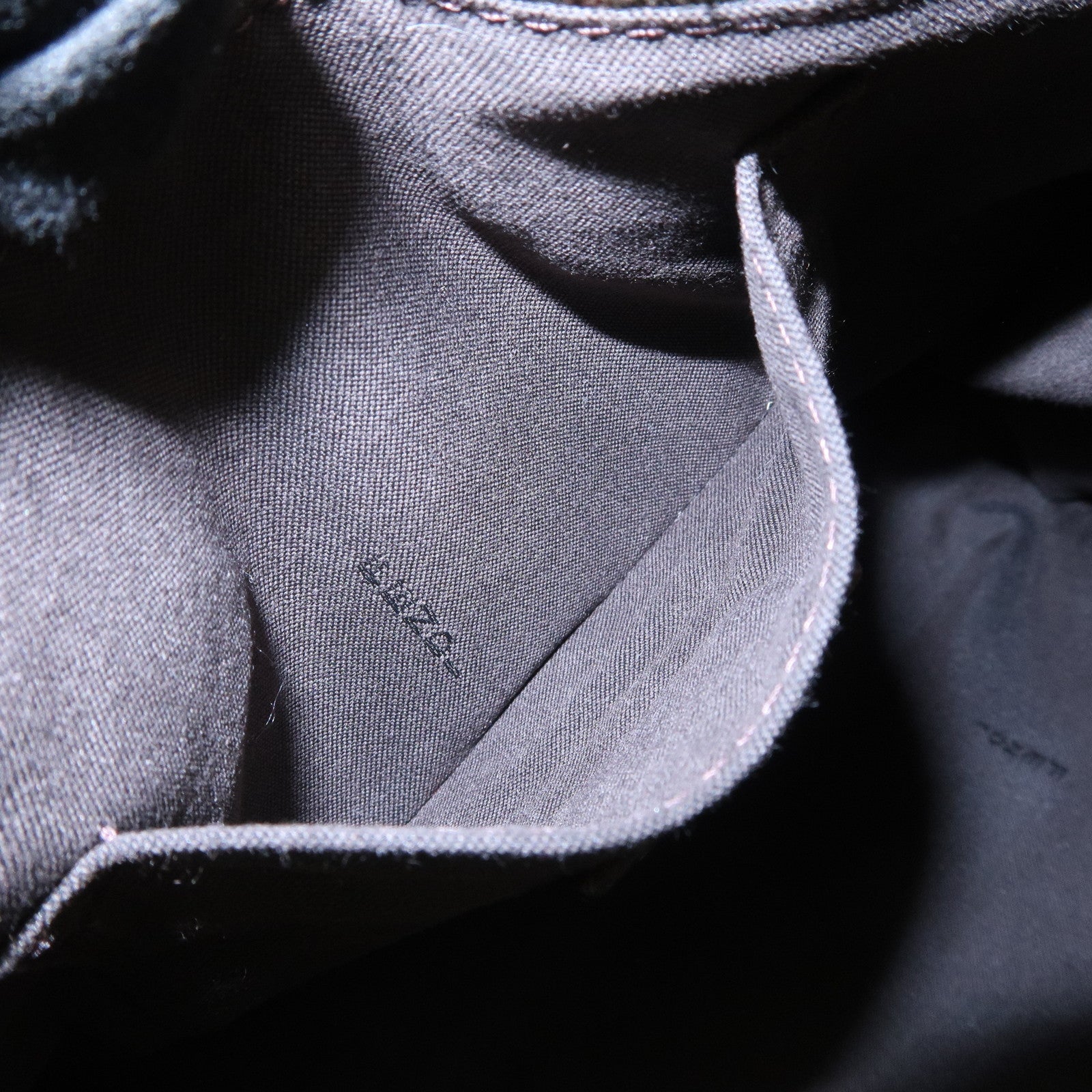 FENDI Zucchino Leather Canvas Hand Bag Khaki Bordeaux