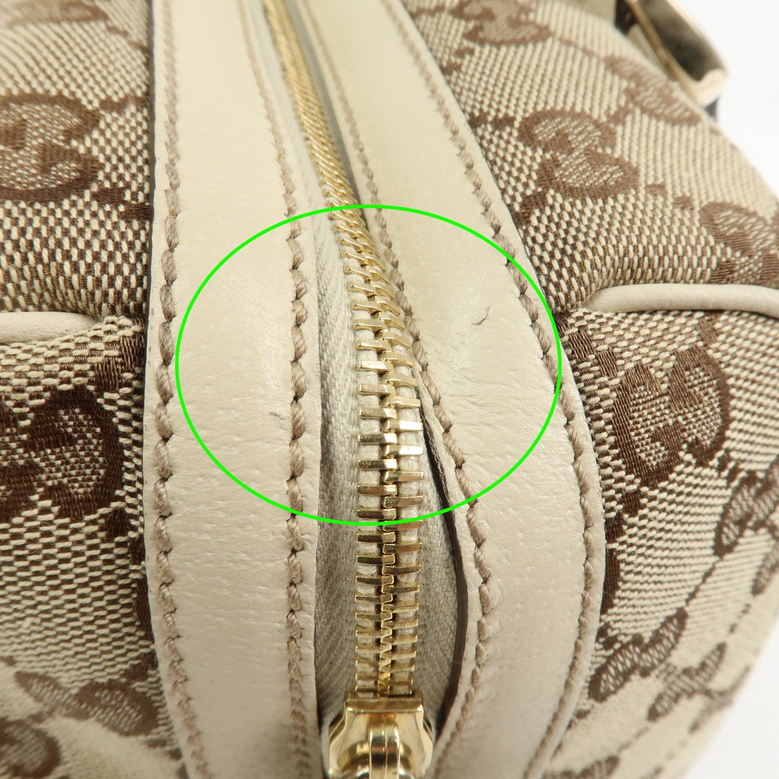 GUCCI GG Canvas Leather Mini Boston Bag Hand Bag Brown Ivory 153026