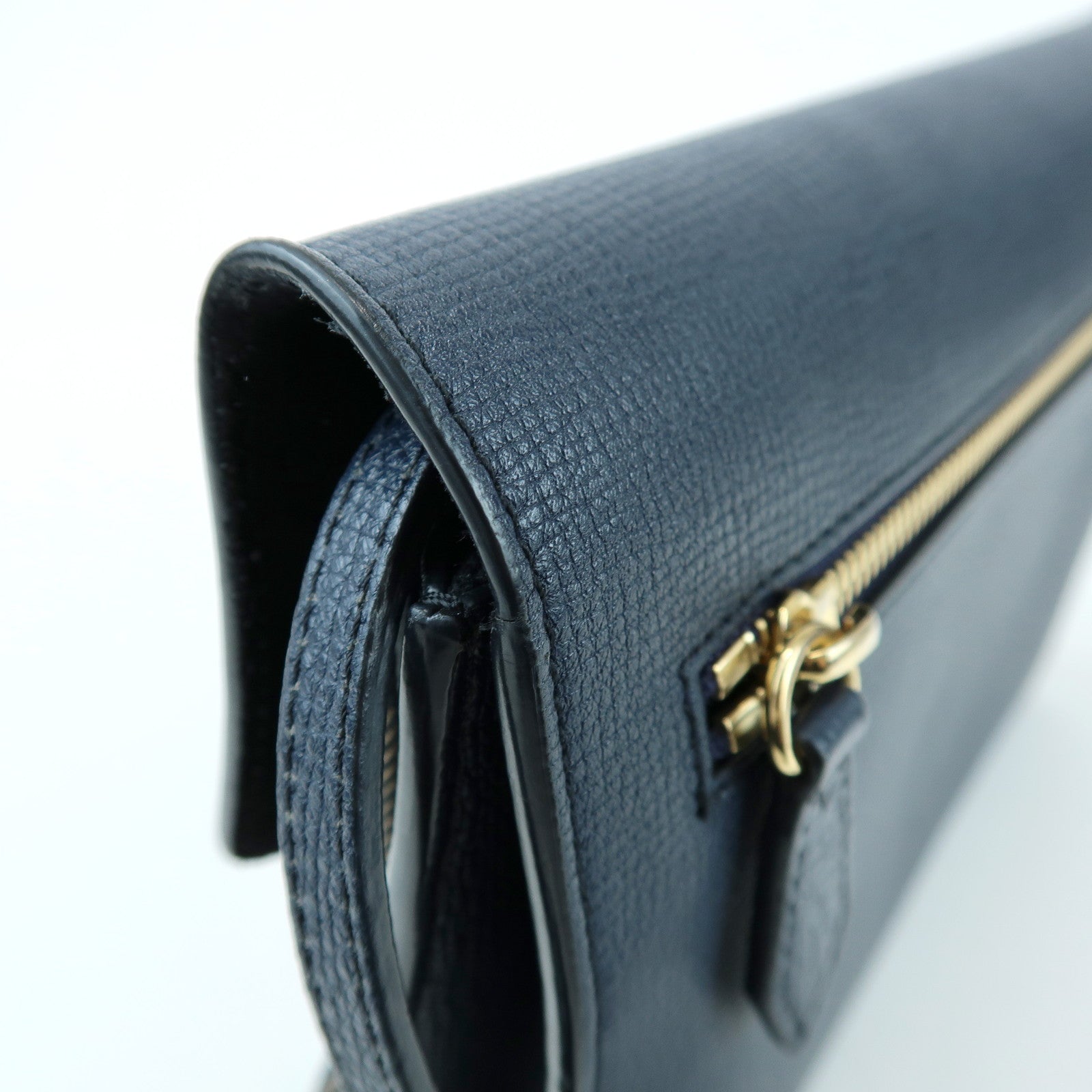 BURBERRY Nova Plaid Canvas Leather Shoulder Bag Beige Navy