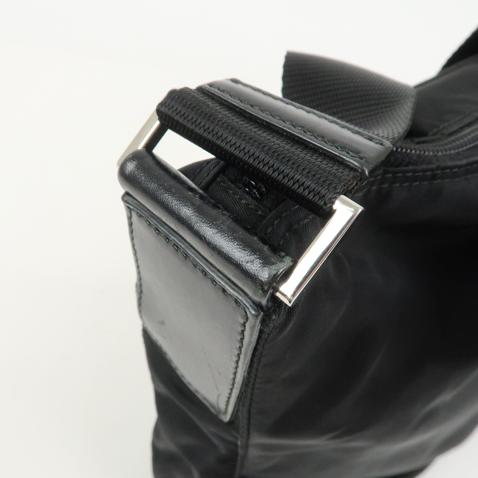 PRADA Triangle Logo Nylon Shoulder Bag Crossbody Bag Black 1BC421