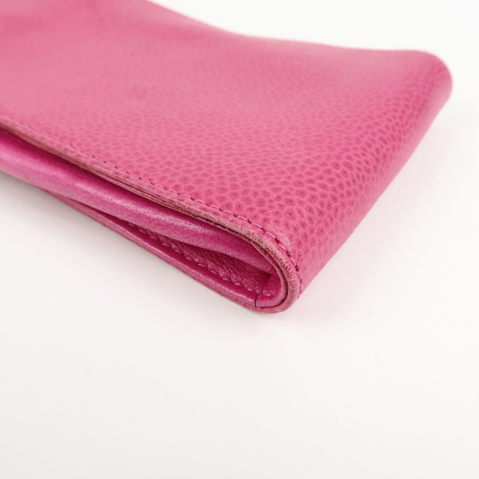 CHANEL COCO Mark Caviarskin Leather Chain Cell Phone Case Pink