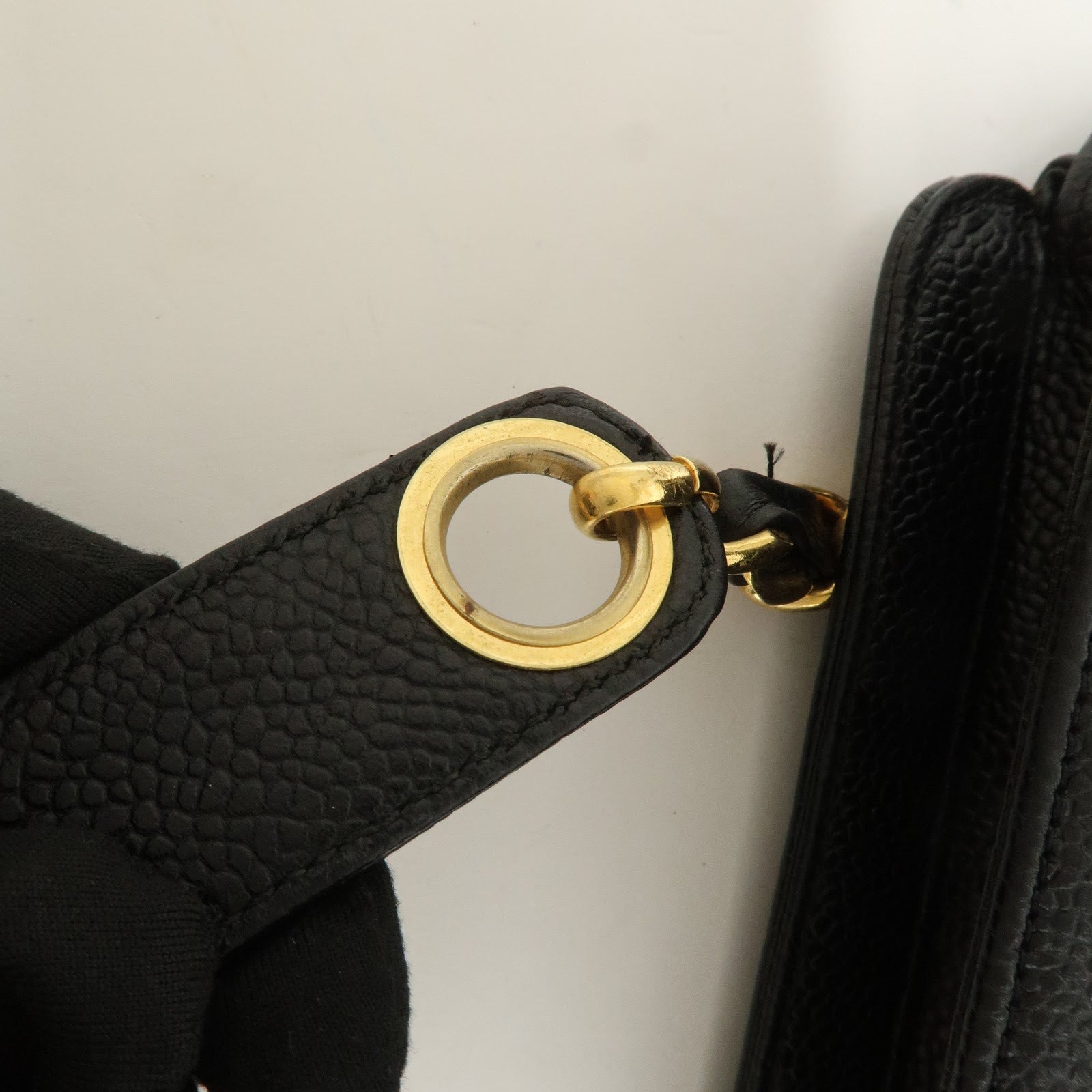CHANEL Triple COCO Mark Caviarskin Shoulder Bag Tote Bag Black