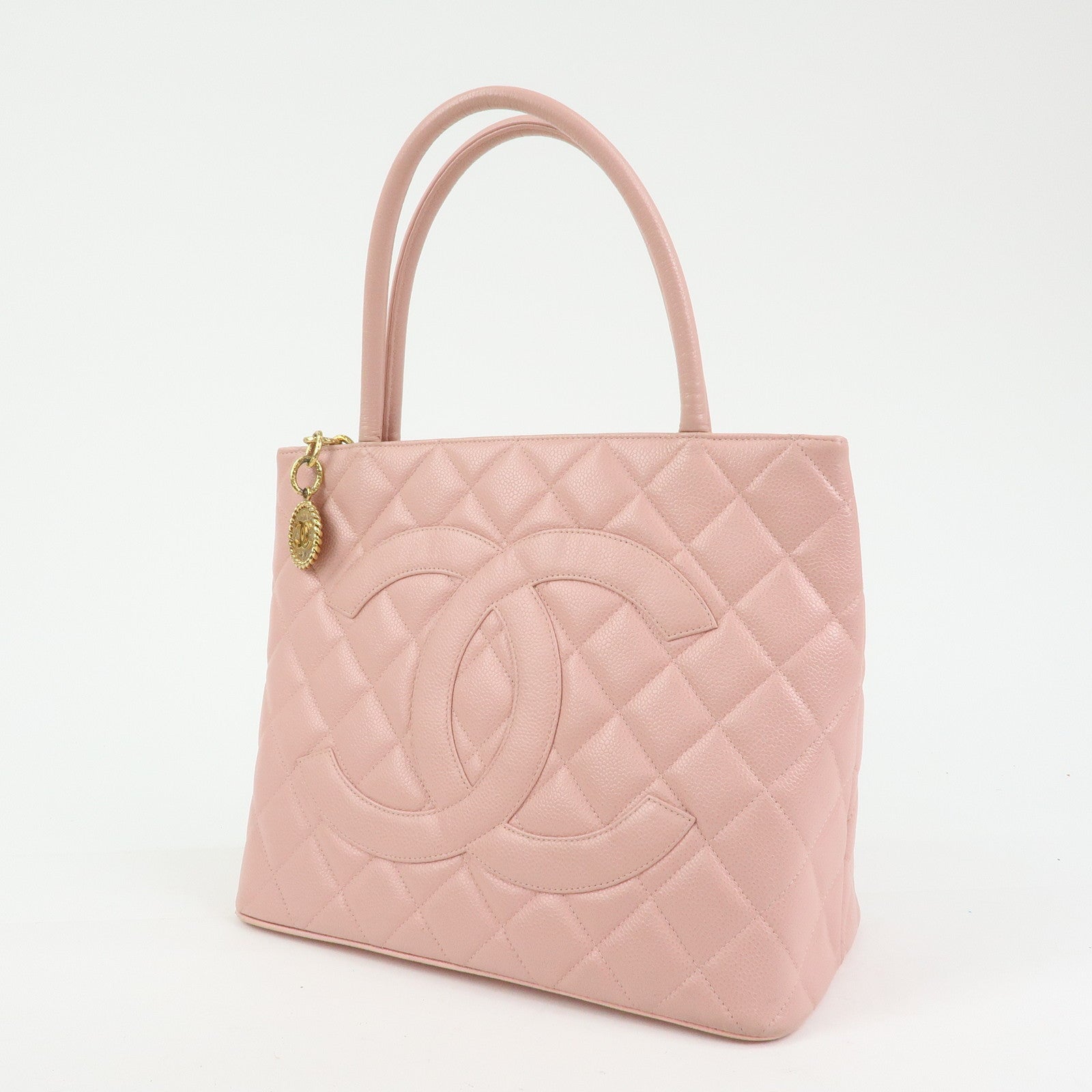 CHANEL Matelasse COCO Mark Medallion Tote Bag Hand Bag Pink A01804
