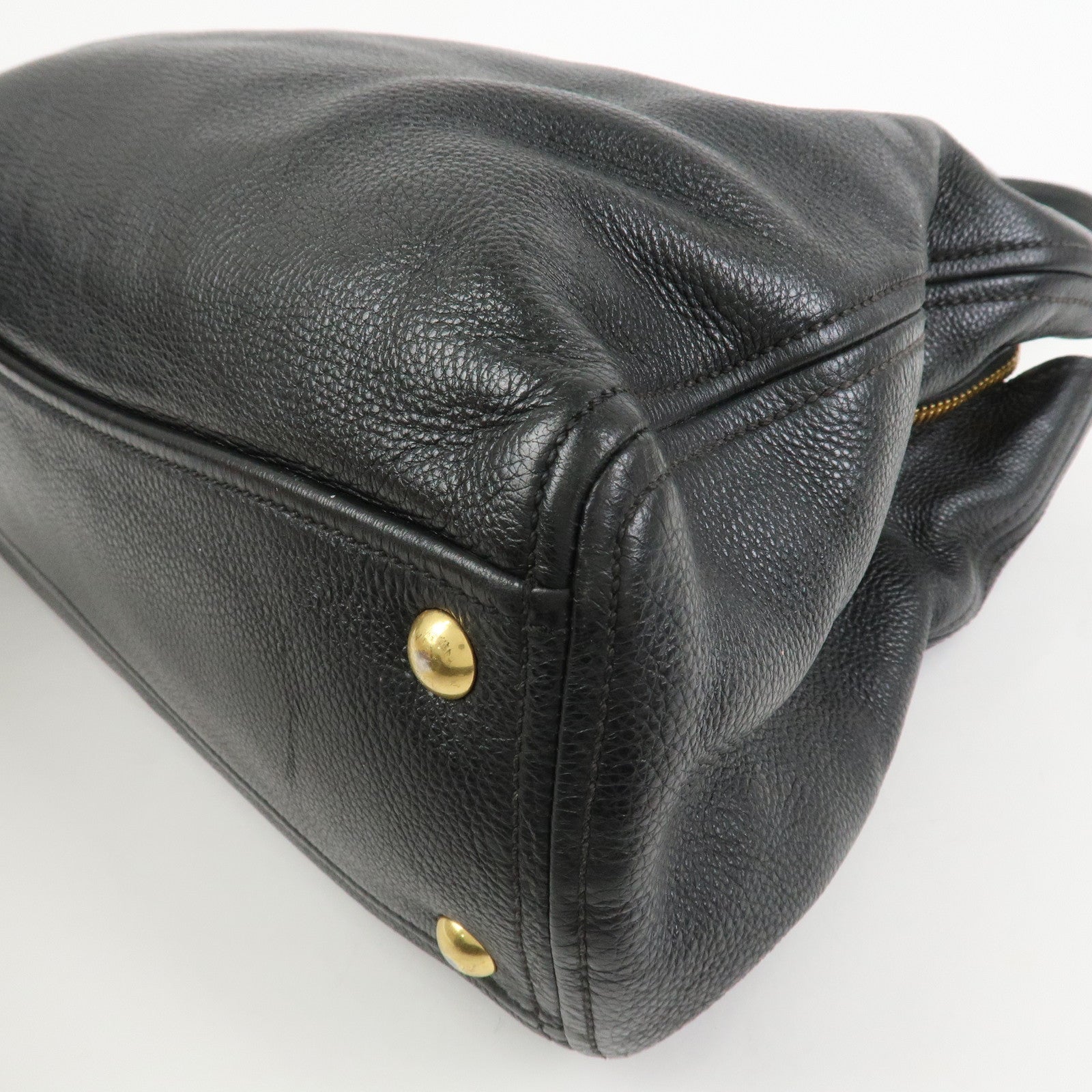 MIU MIU Logo Leather 2Way Bag Shoulder Bag Hand Bag Black RR1901
