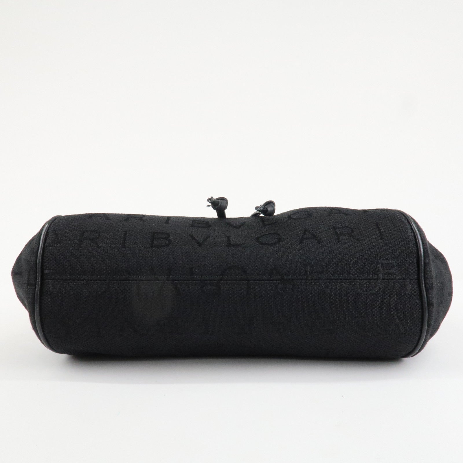 BVLGARI Logo Mania Leather Canvas Tote bag Hand Bag Black Used