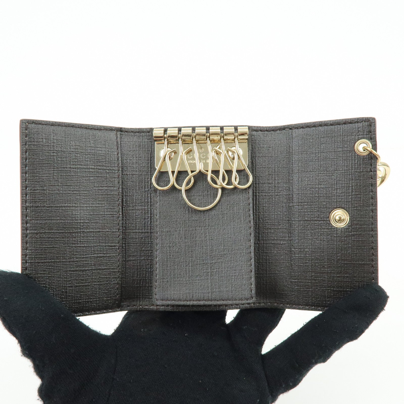 GUCCI Interlocking G GG Supreme 6 Rings Key Case Beige 212111
