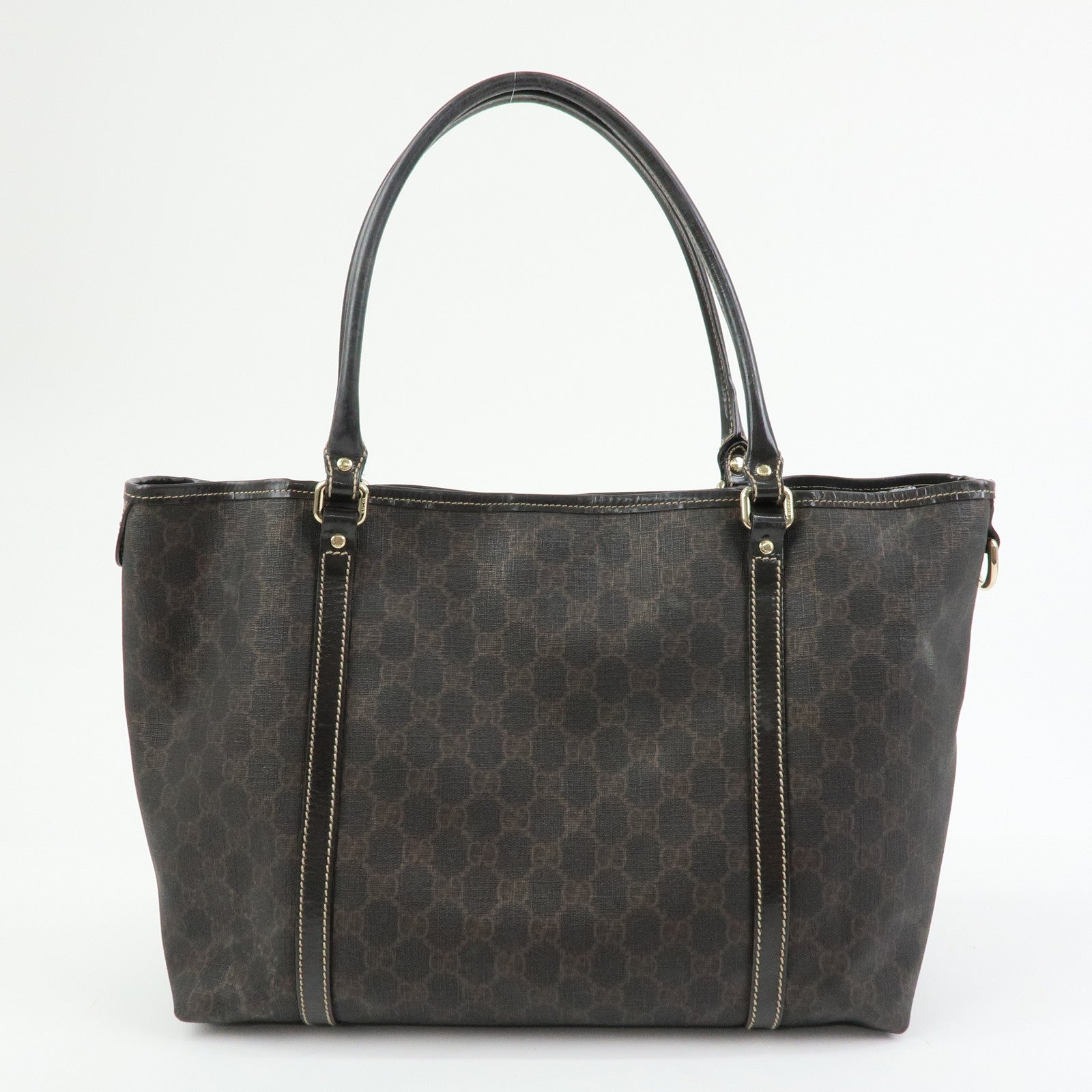 GUCCI GG Supreme Patent Leather Tote Bag Shoulder Bag Brown 197953