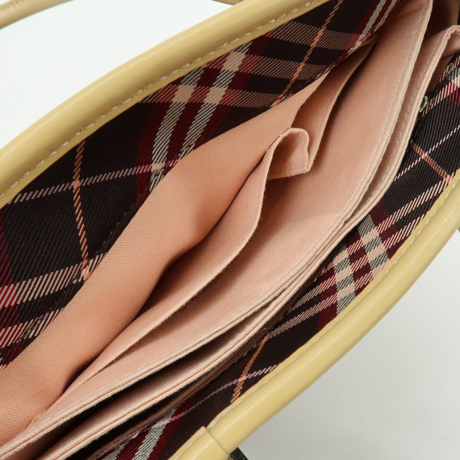 BURBERRY Blue Label Canvas Leather Tote Bag Sholuder Bag Brown Pink