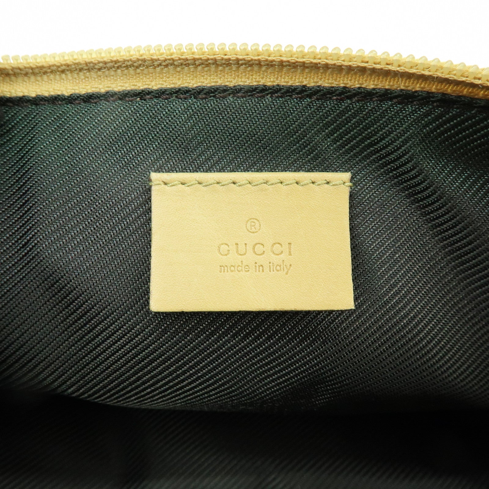 GUCCI Boat Bag GG Canvas Leather Accessory Pouch Beige Yellow 07198
