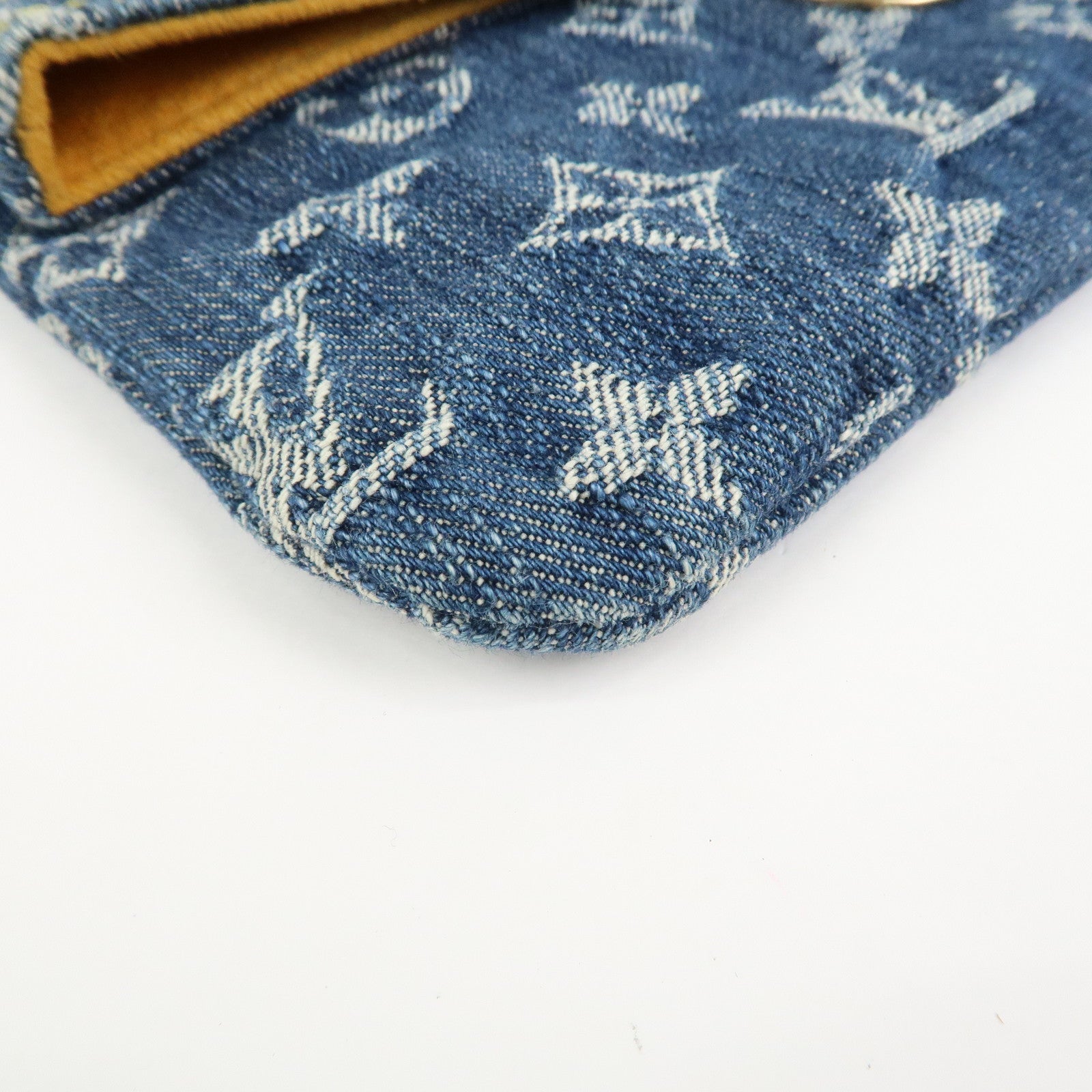Louis Vuitton Monogram Denim Pochette Plat Pouch Clutch Bag M95007