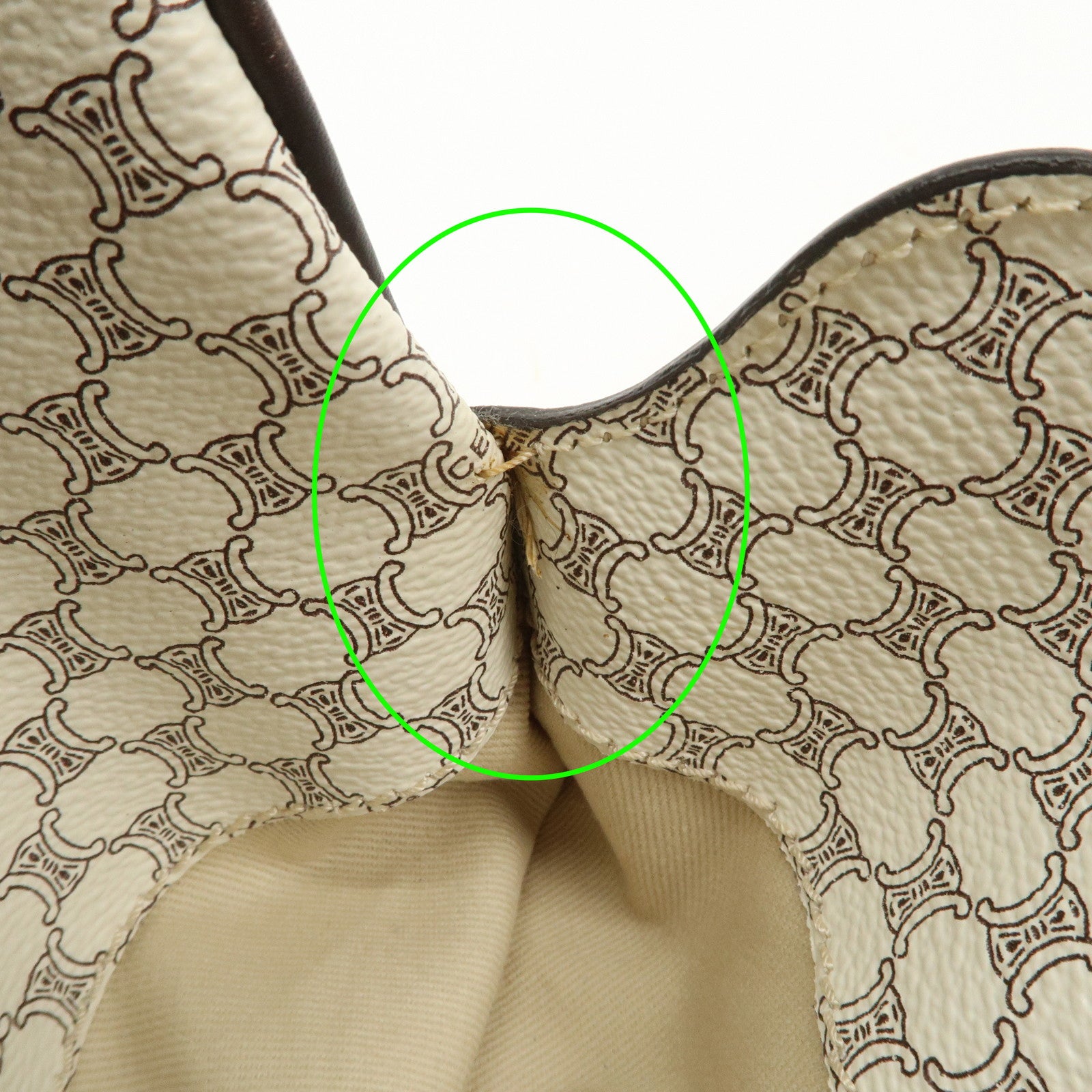 CELINE Macadam PVC Leather Mini Boston Bag Dark Brown White