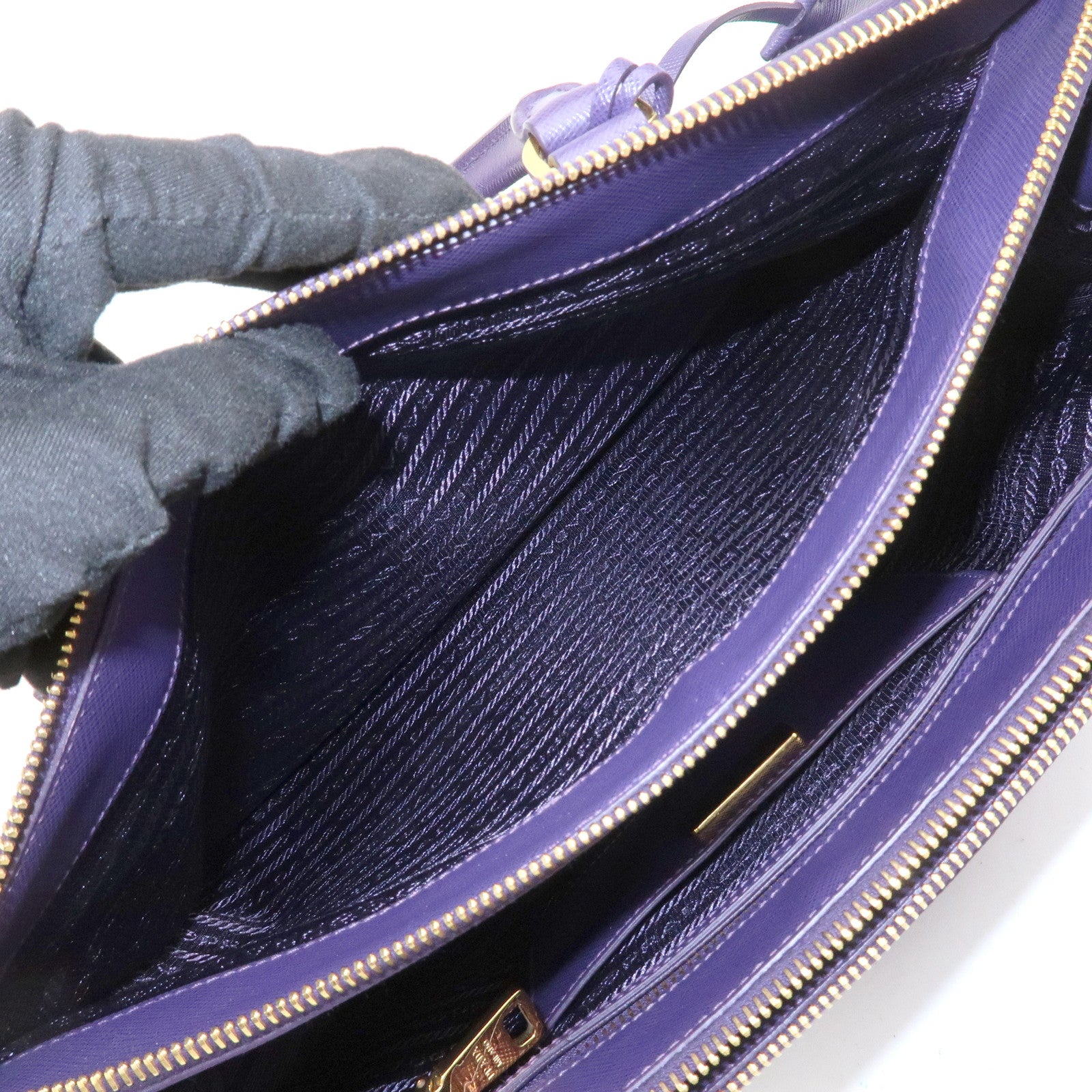 PRADA Saffiano Leather Galleria 2Way Bag Hand Bag Purple BN1786