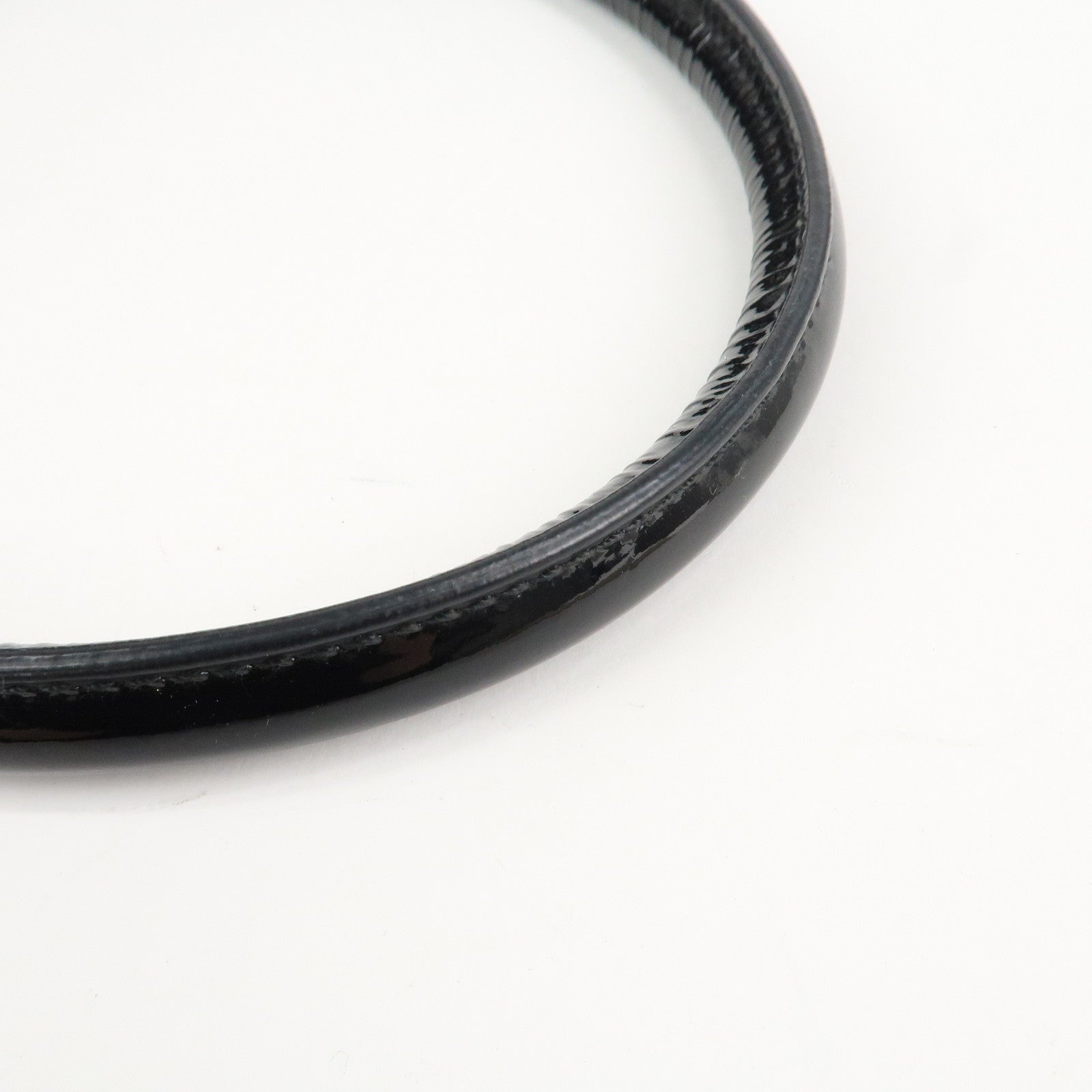 Ferragamo Gancini Patent Leather Shoulder Bag Black Silver HDW Used