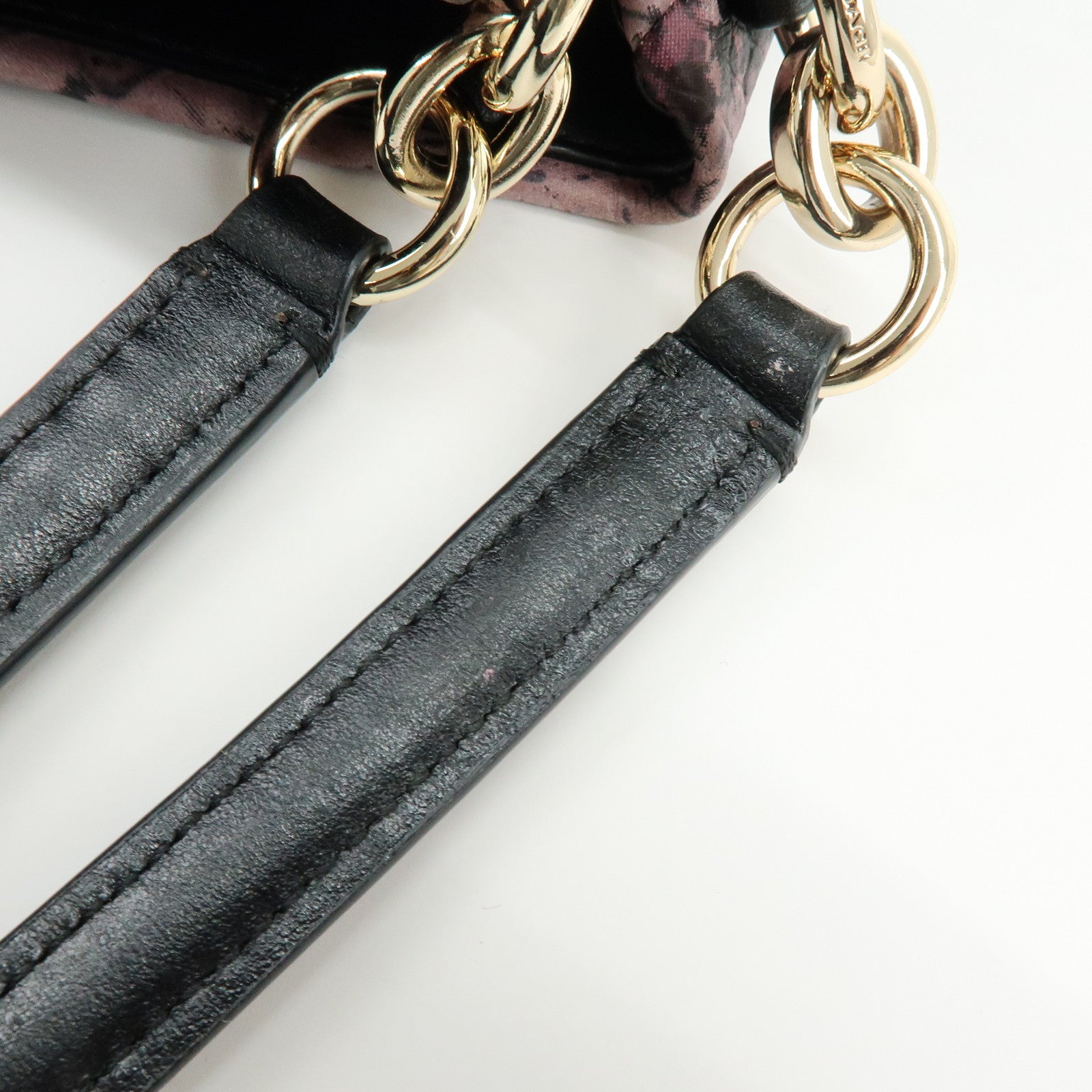 COACH Embossed Leather Python Print Shoulder Bag Purple Black