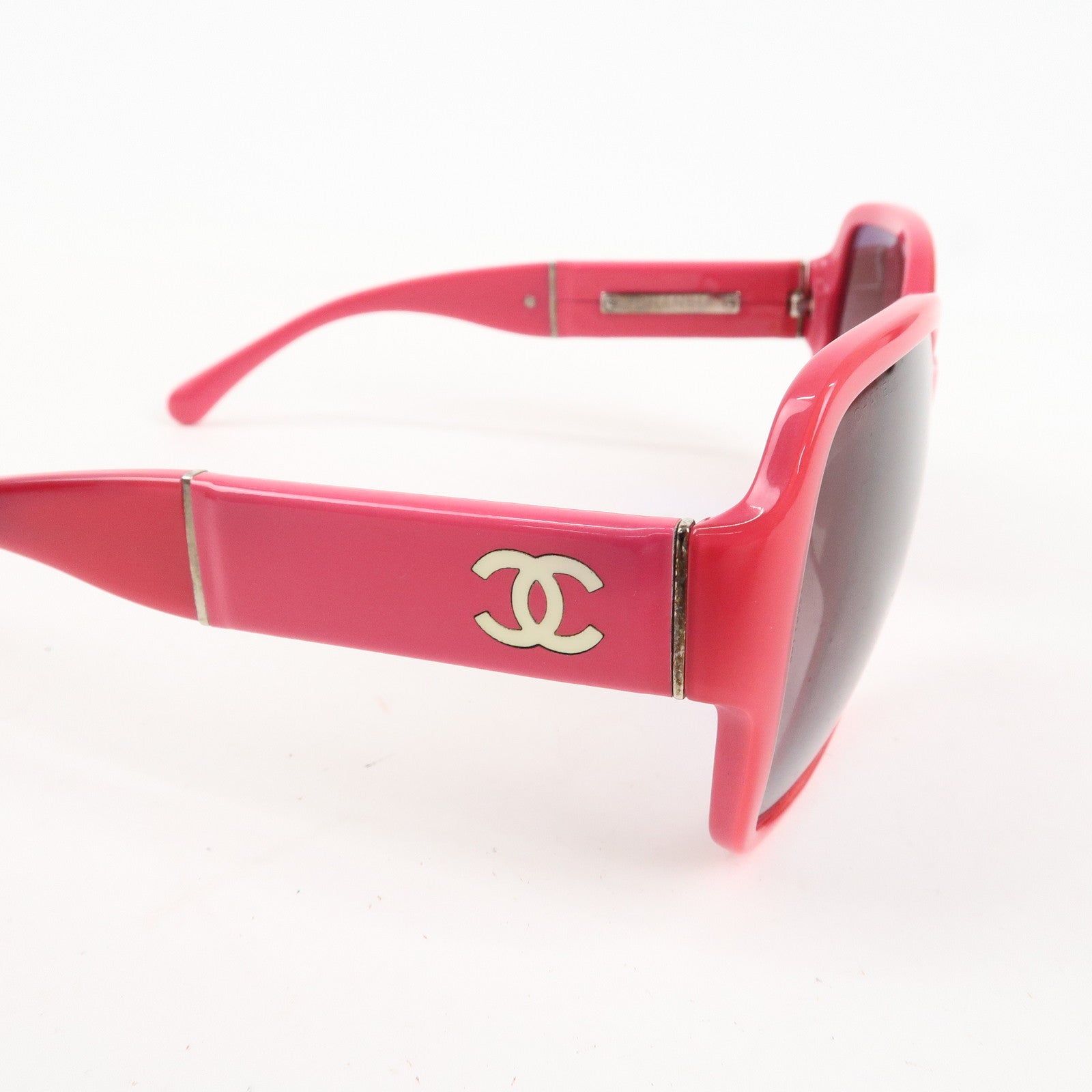 CHANEL Plastic Side COCO Mark Sunglasses Pink 1349/3P Used