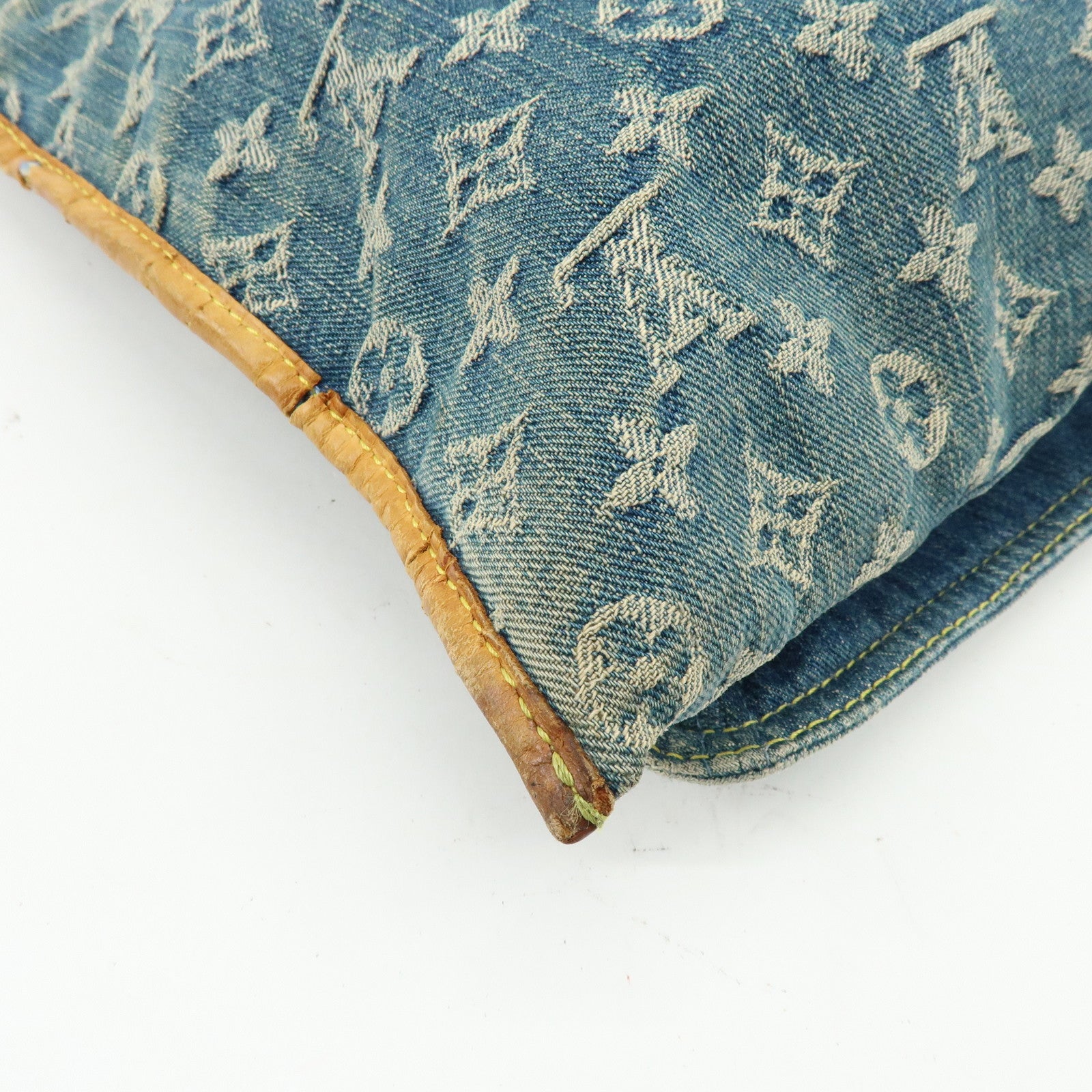 Louis Vuitton Monogram Denim Flat Shopper Tote Bag Blue M95018