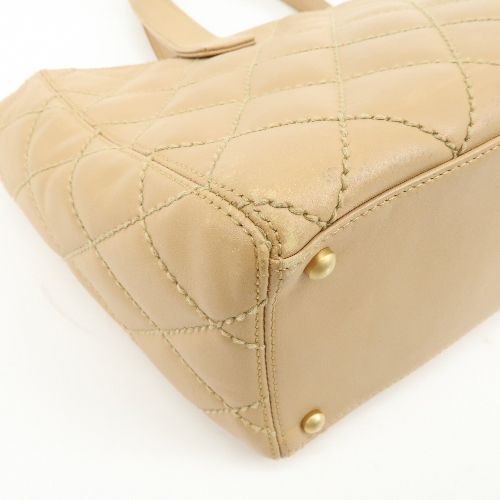 CHANEL COCO Mark Wild Stich Calf Leather Tote Bag Beige A20999