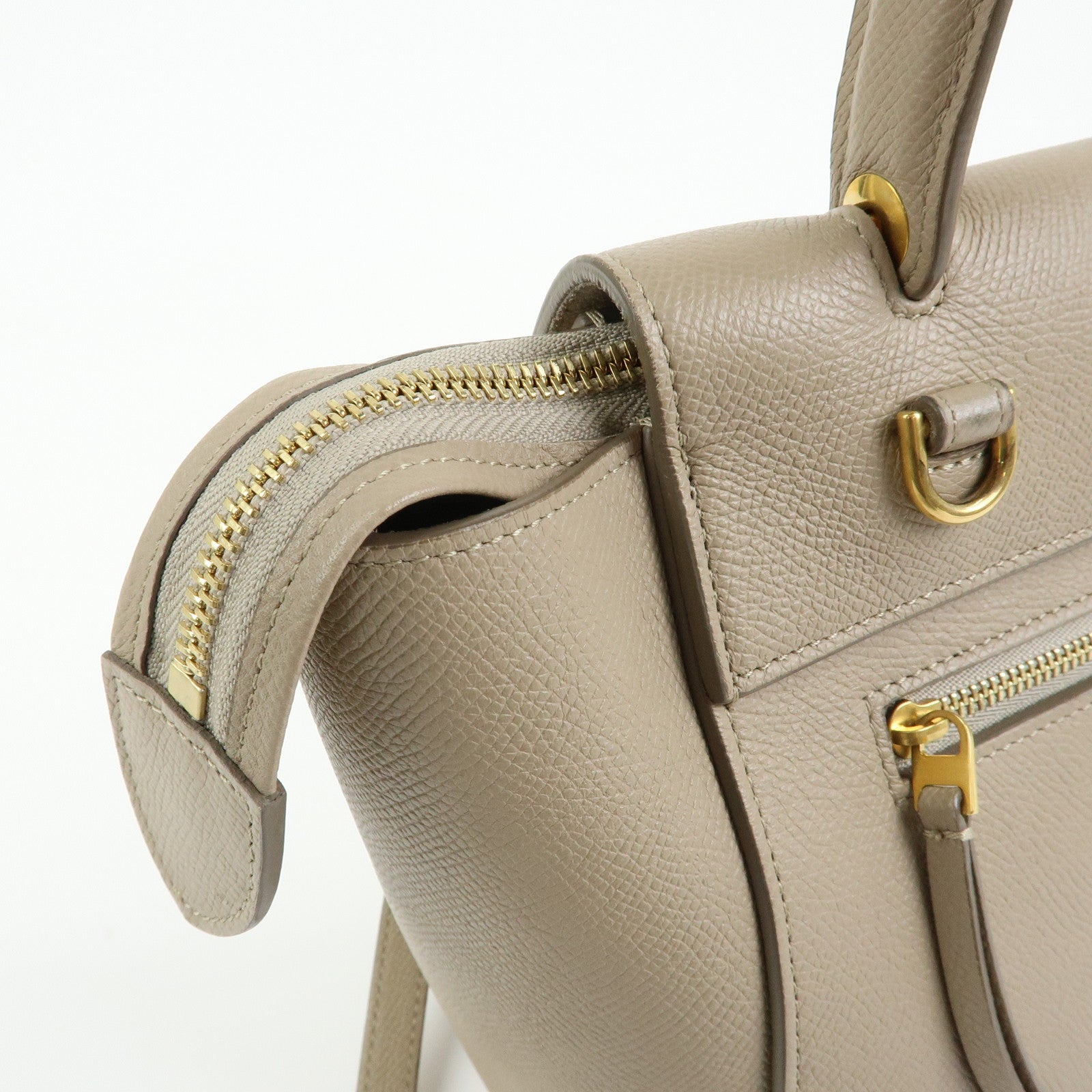 CELINE Belt Bag Leather 2Way Bag Hand Bag Shoulder Bag Beige