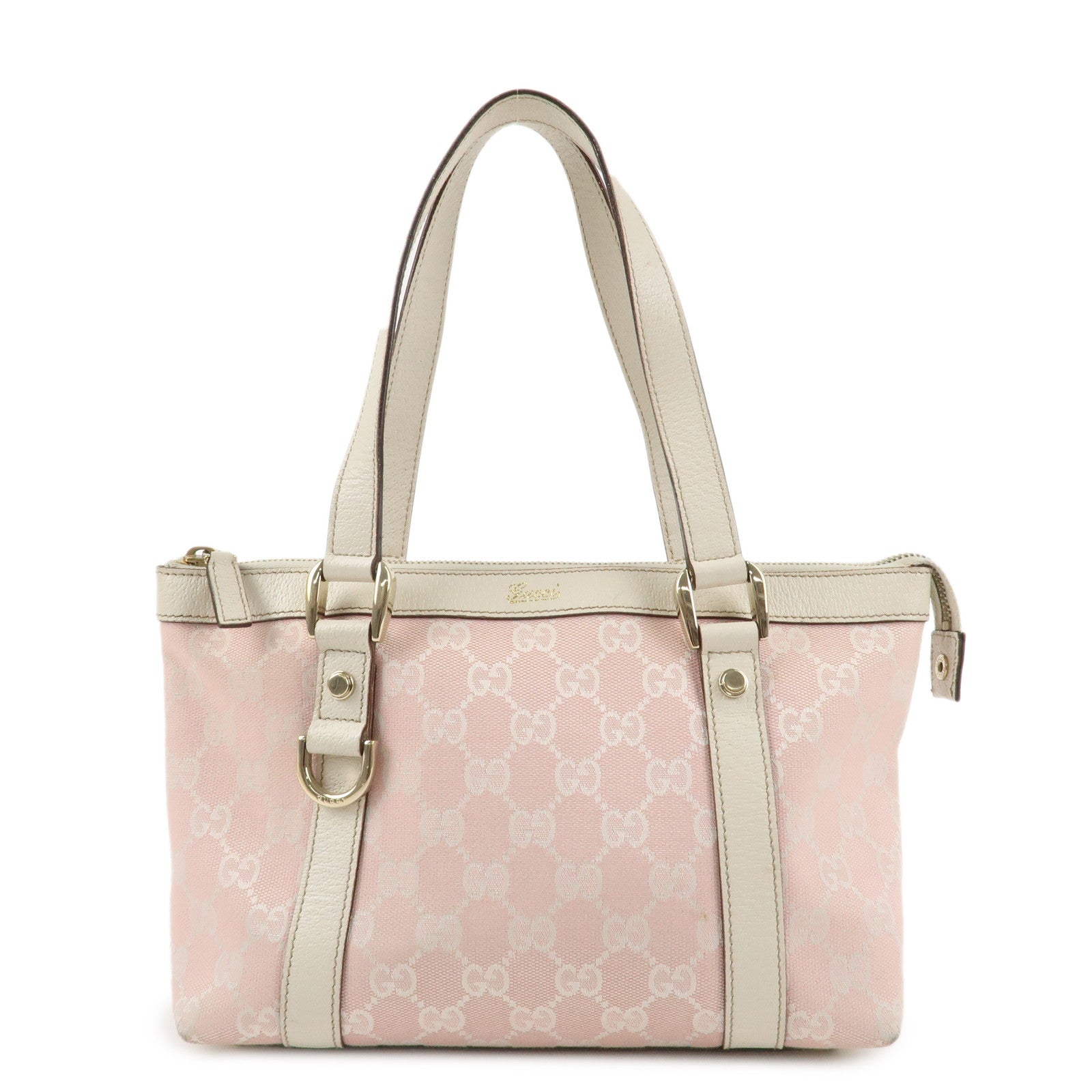 GUCCI Abbey GG Canvas Leather Mini Tote Bag Hand Bag Pink Used