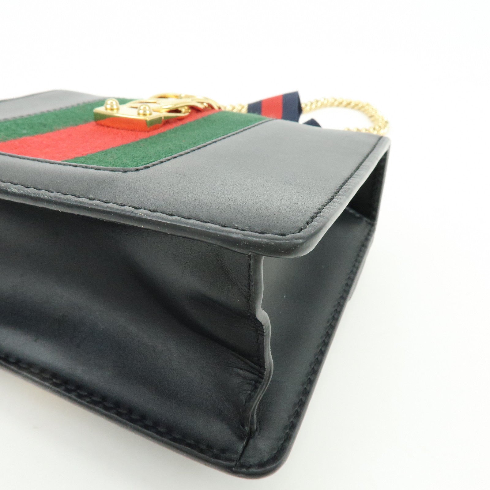 GUCCI Sylvie Sherry Leather Chain Shoulder Bag Black 431666
