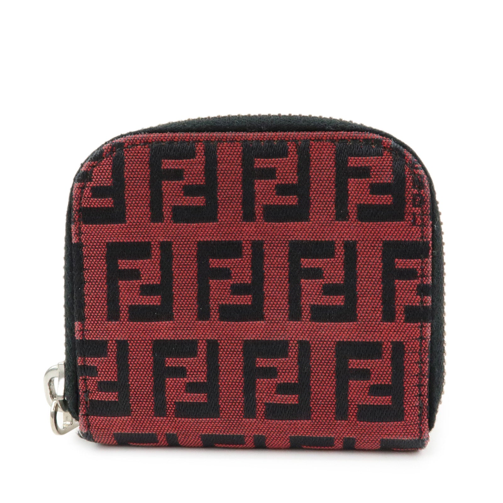 FENDI Zucchino Canvas Coin Case Coin Purse Red