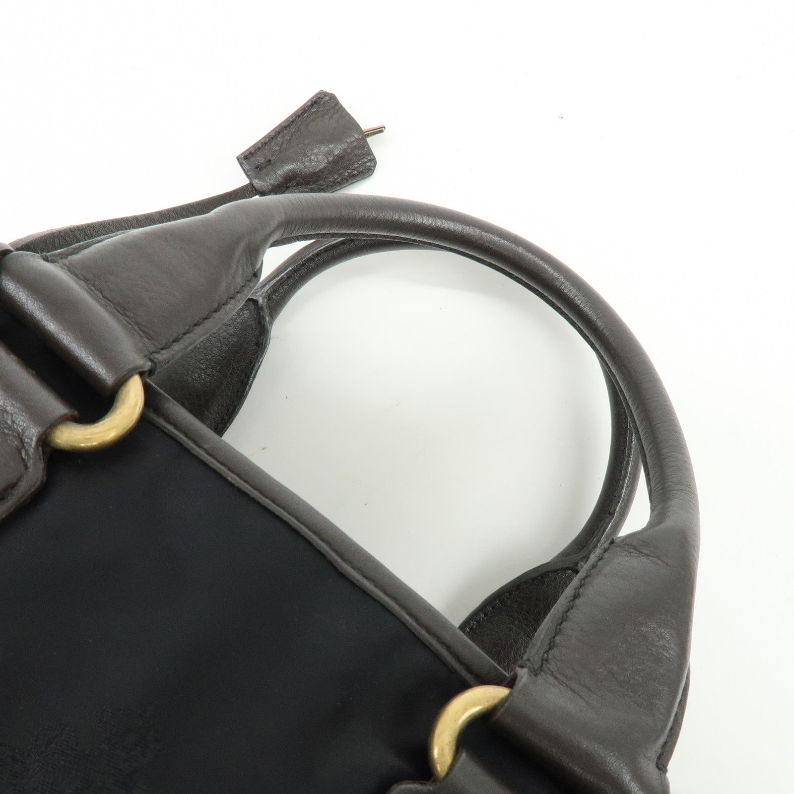 PRADA Triangle Logo Nylon Leather 2Way Hand Shoulder Bag Black