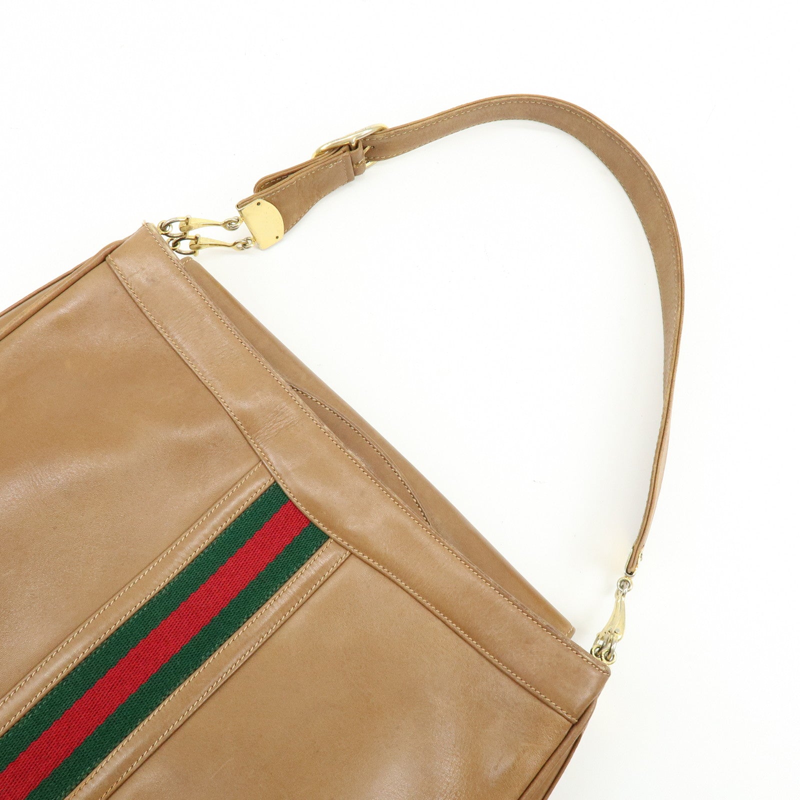 GUCCI Old GUCCI Sherry Leather Hand Bag Shoulder Bag Brown