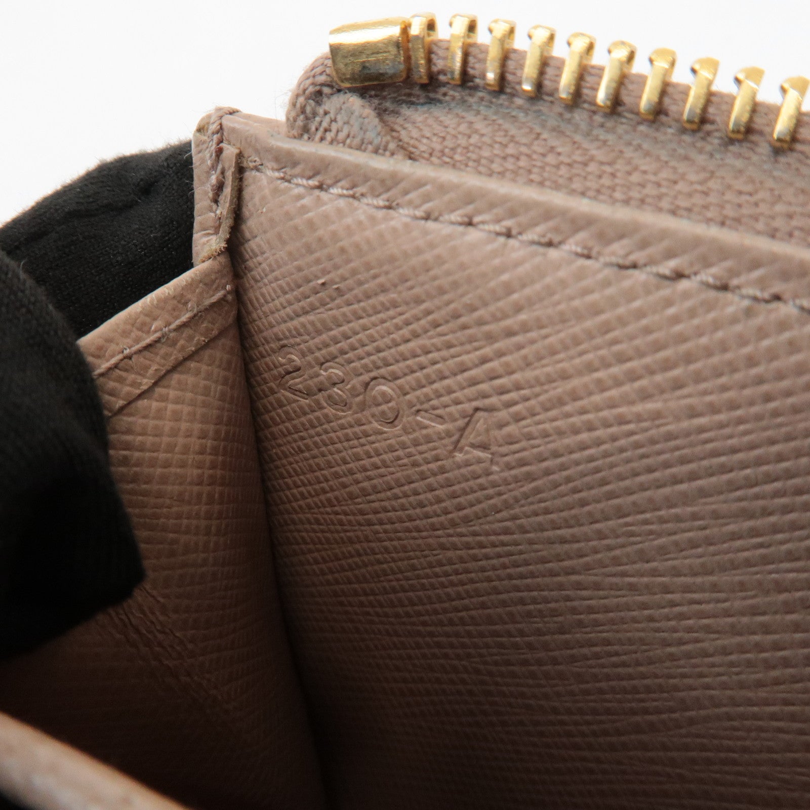 PRADA Logo Saffiano Leather Zippy Coin Case Pink Beige 1ML025 Used