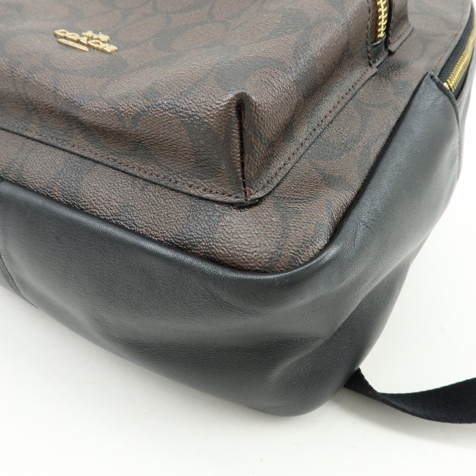 COACH Charlie PVC Canvas Leather Backpack Rucksack Dark Brown