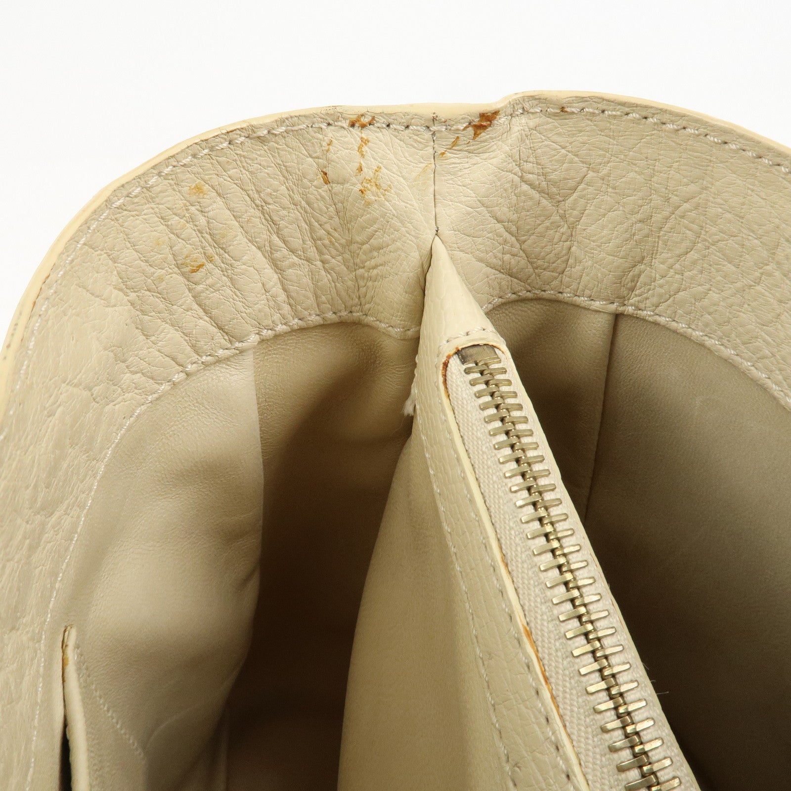 CELINE Ostrich Leather Boogie Bag Hand Bag Tote Bag Ivory