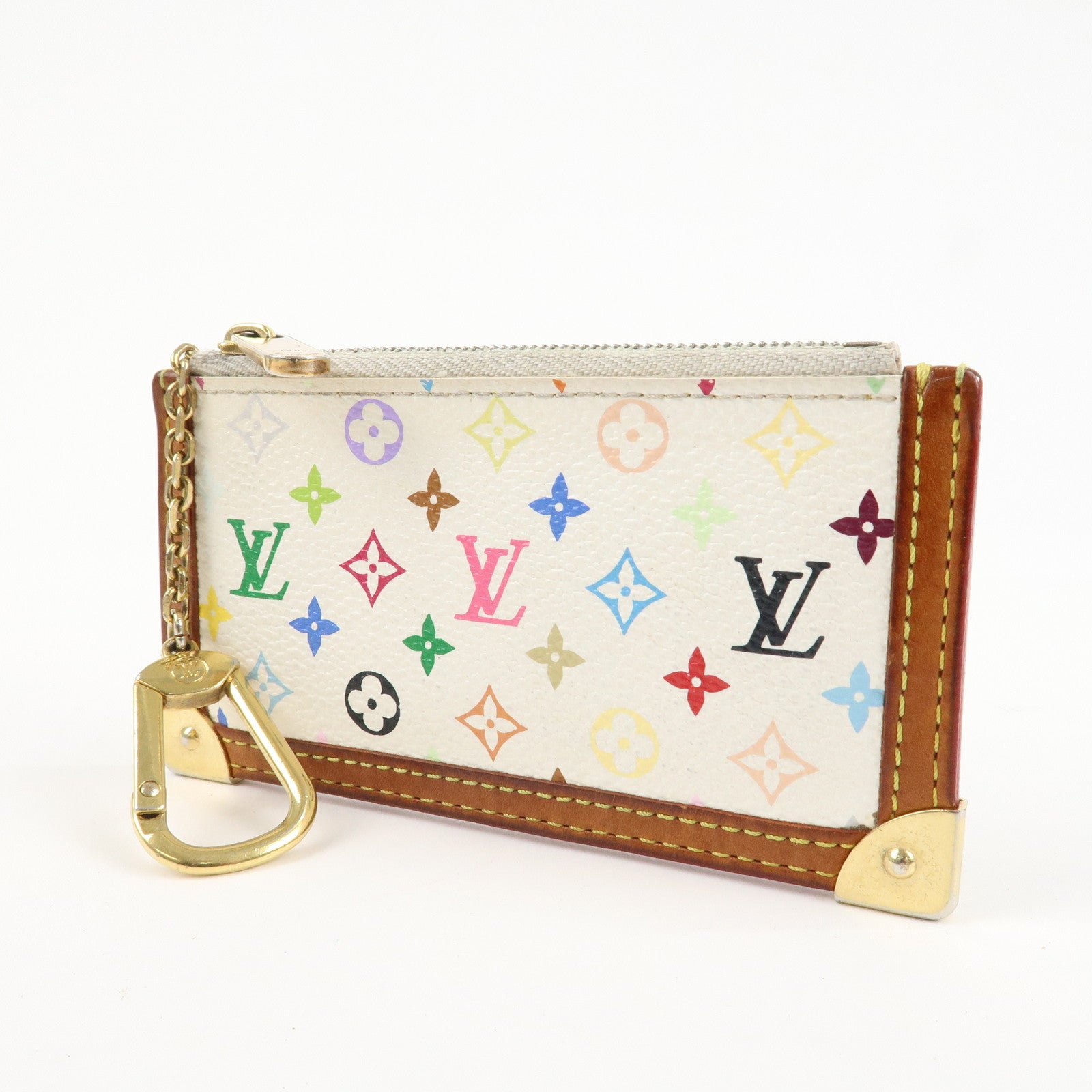 Louis Vuitton Monogram Multicolor Pochette Cles Blanc M92655 Used