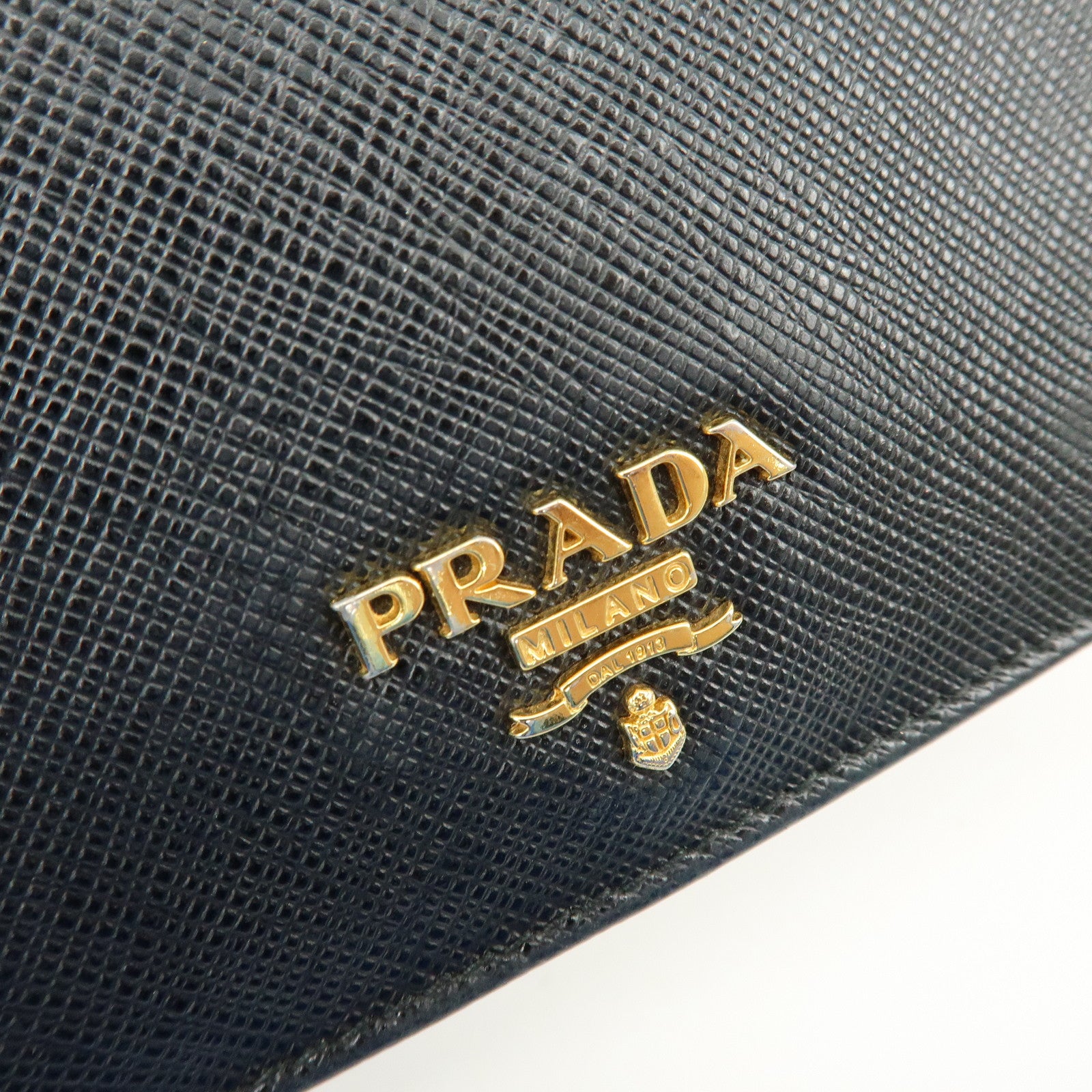 PRADA Saffiano Leather Flap Bi-Fold Long Wallet Black 1MH132
