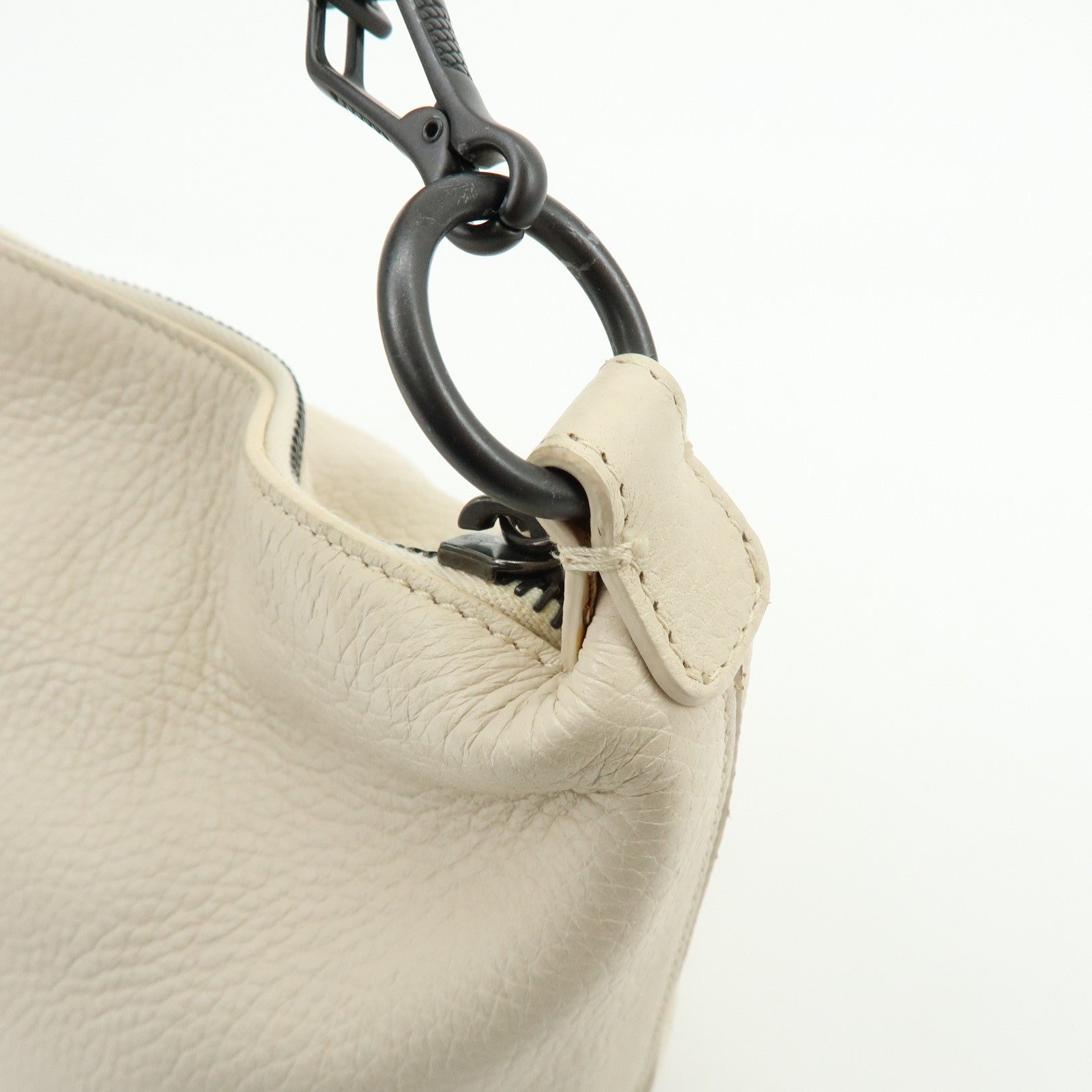 BOTTEGA VENETA Leather Shoulder Bag Hand Bag Ivory