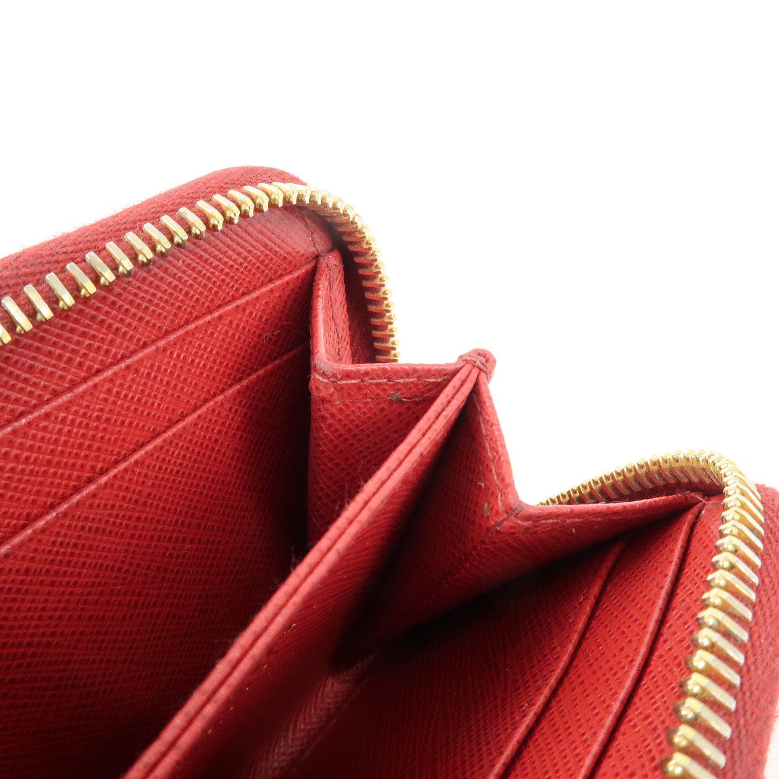 PRADA Triangle Logo Round Zippy Coin Case Red 1MO268 Used