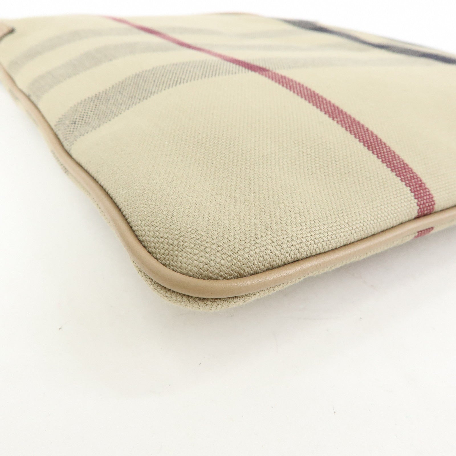 BURBERRY Nova Plaid Canvas Leather Shoulder Bag Beige