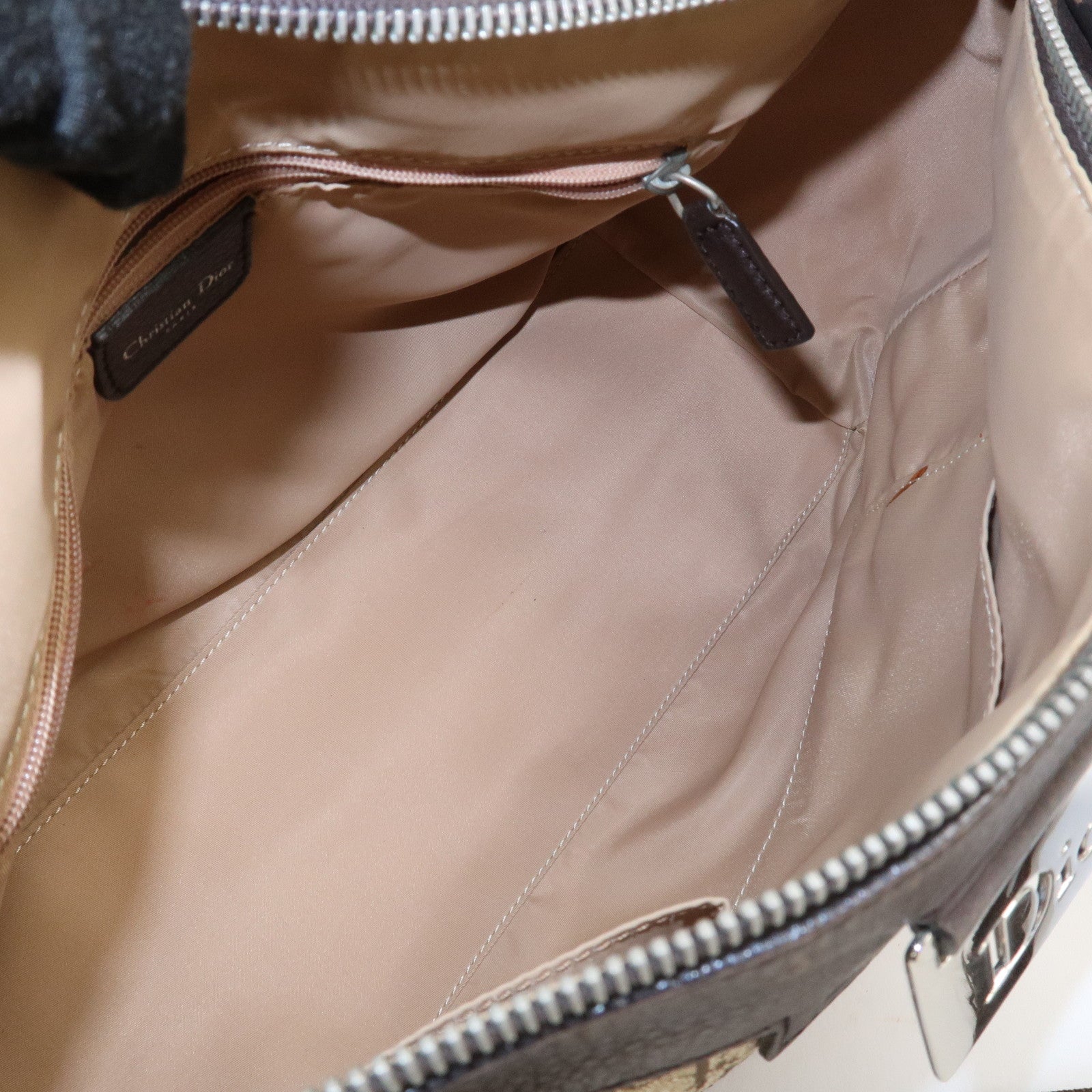 Christian Dior Trotter Street Chic Canvas Leather Boston Bag Beige