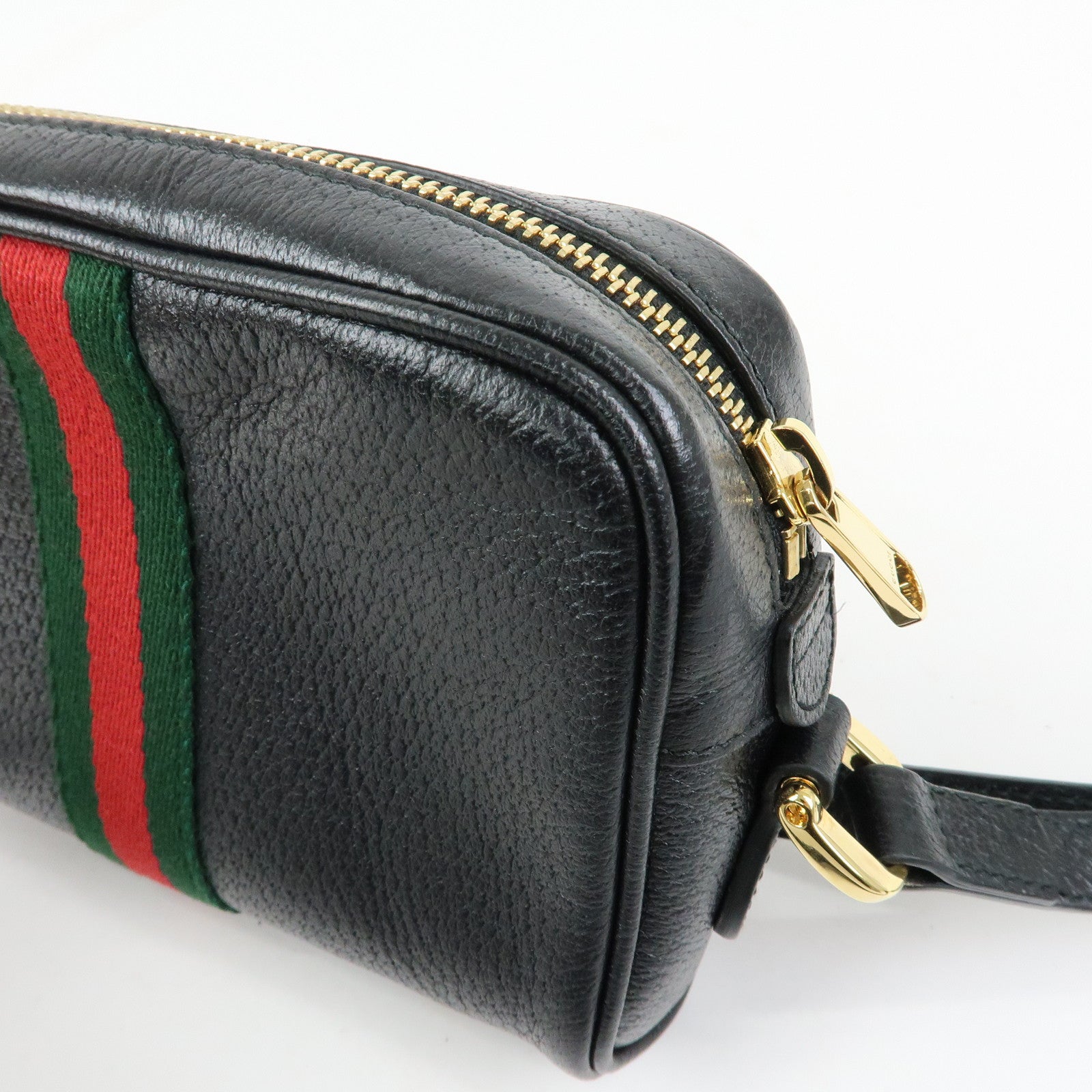 GUCCI Ophidia Sherry Leather Shoulder Crossbody Bag Black 517350