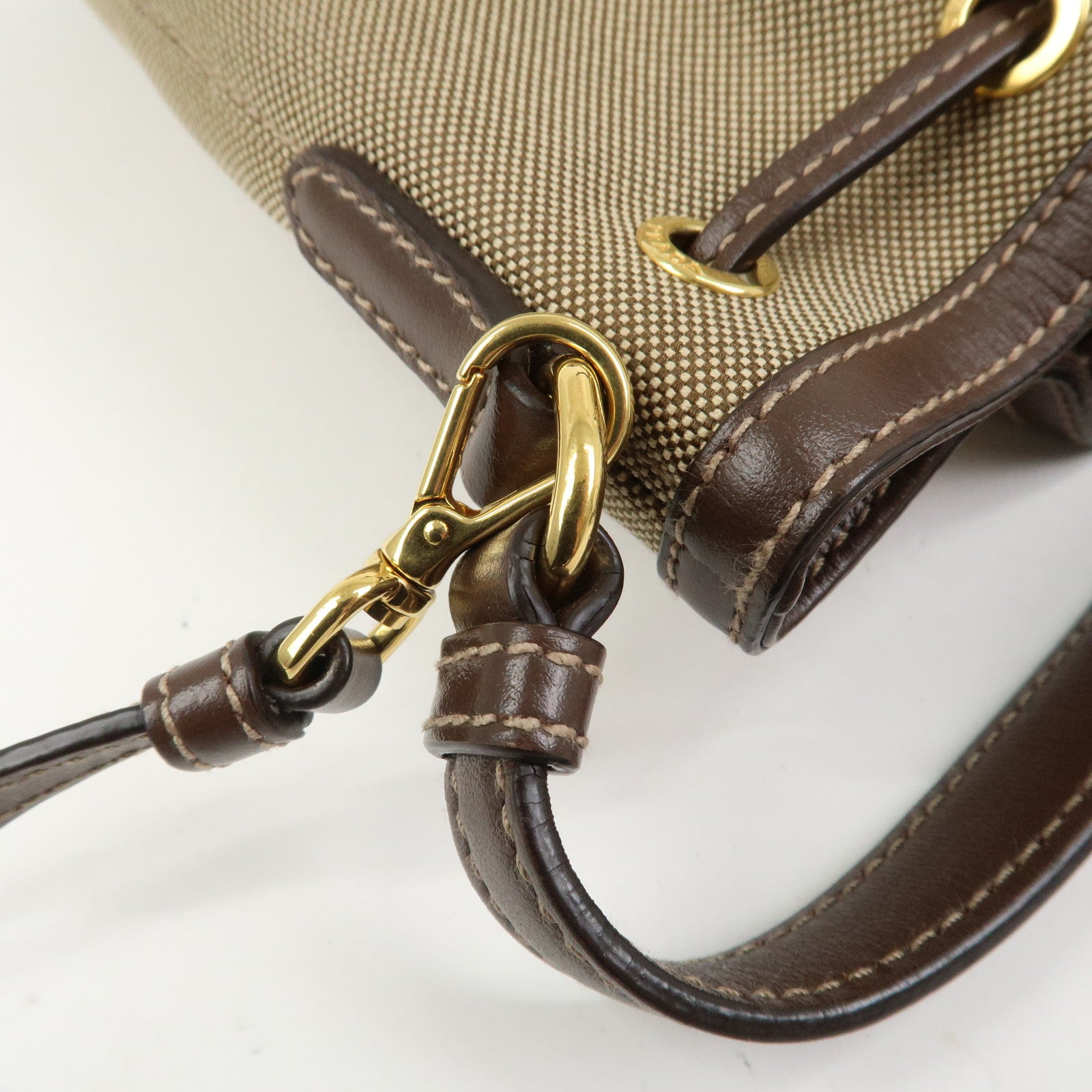 PRADA Jacquard Leather 2Way Bag Drawstring Hand Shoulder Bag 1BH038