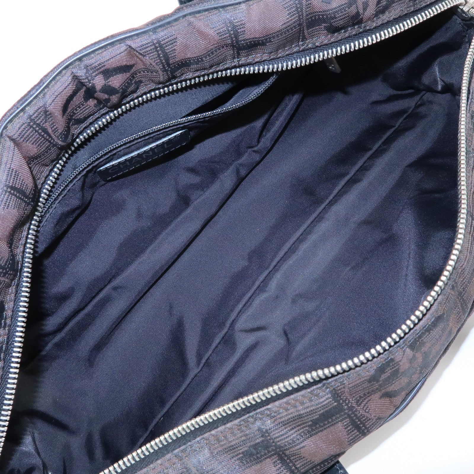 CHANEL New Travel Line Nylon Jacquard Mini Boston Bag Brown A15828