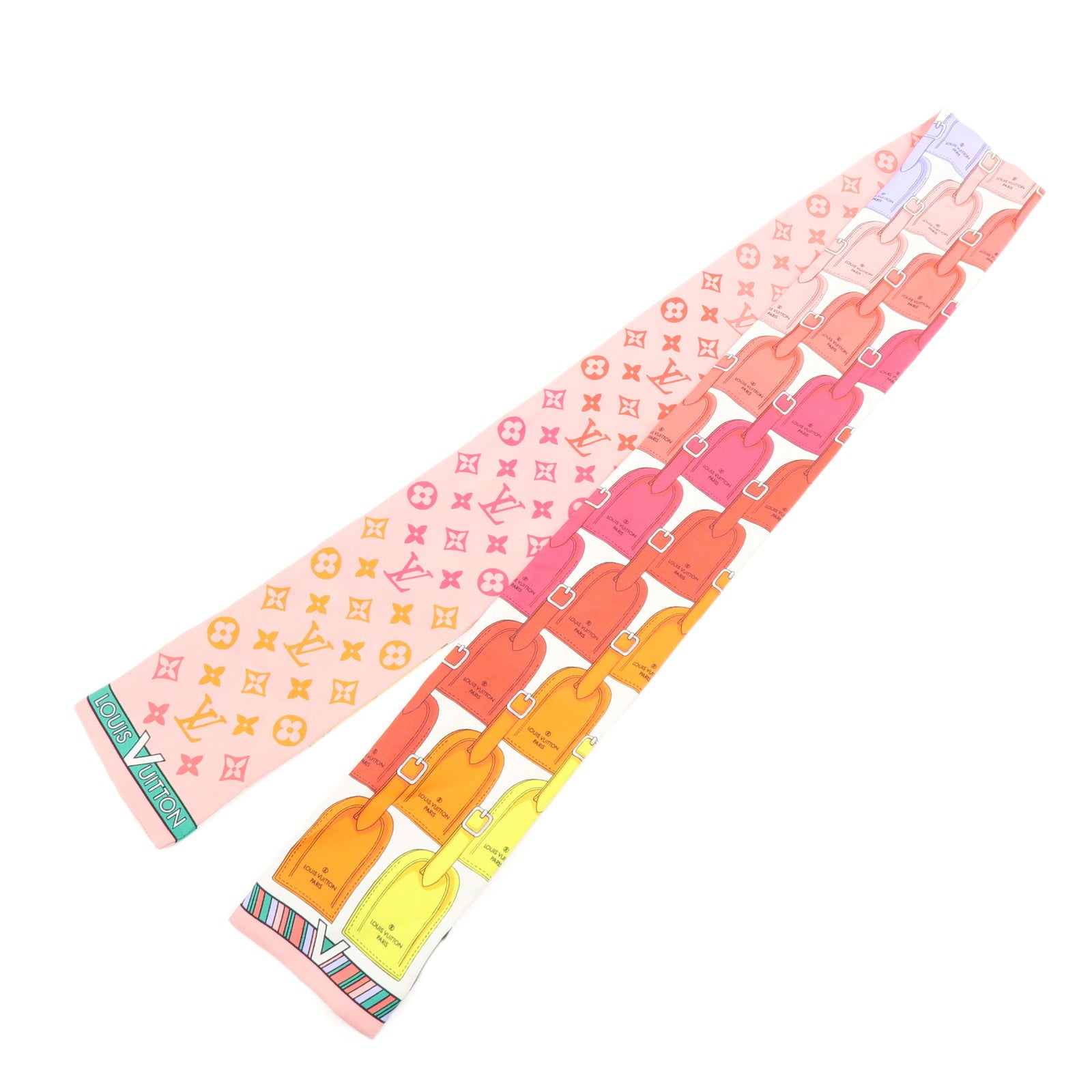 Louis Vuitton Monogram Silk 100% Bandeau My LV Tags Scarf M77677